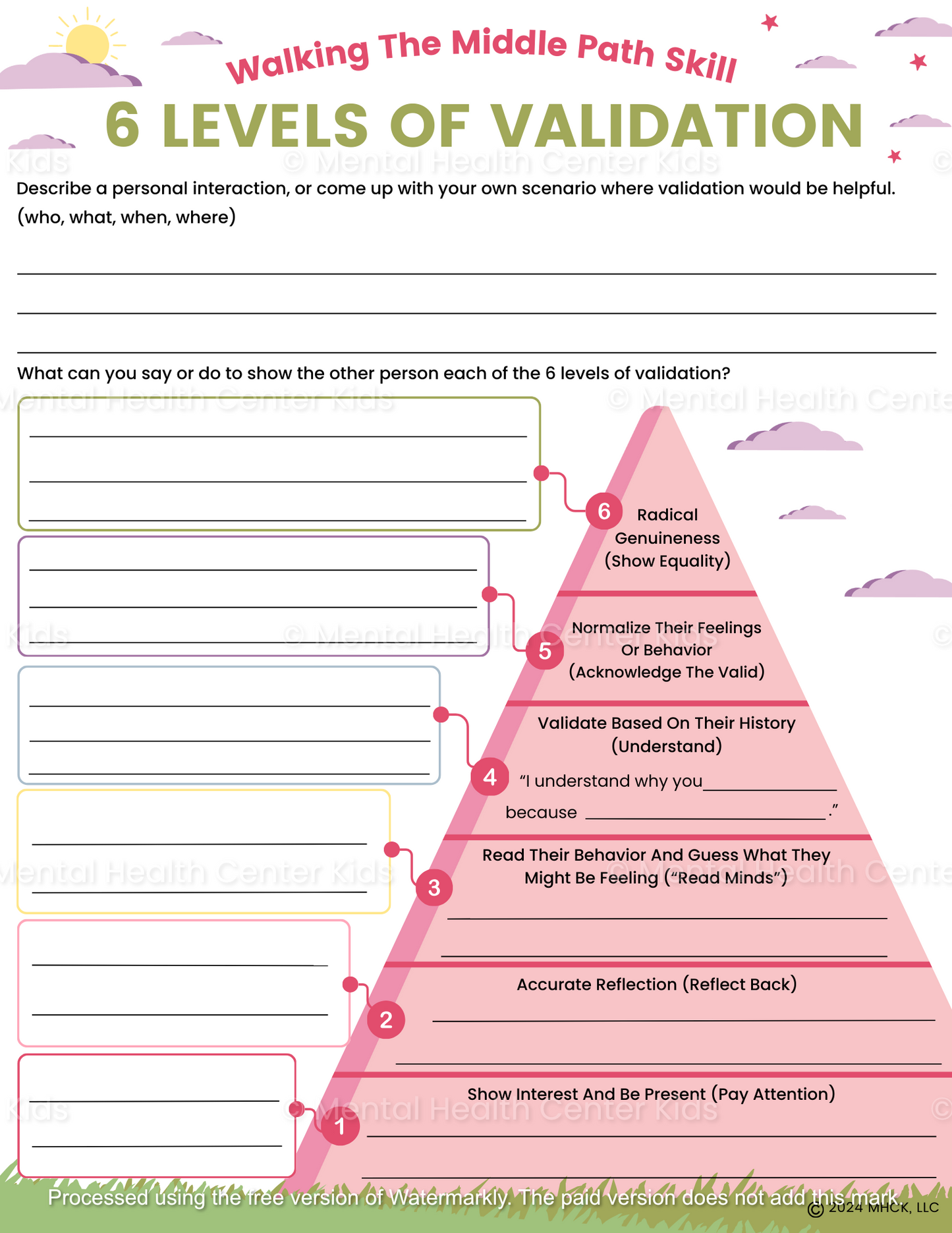 dbt levels of validation worksheet