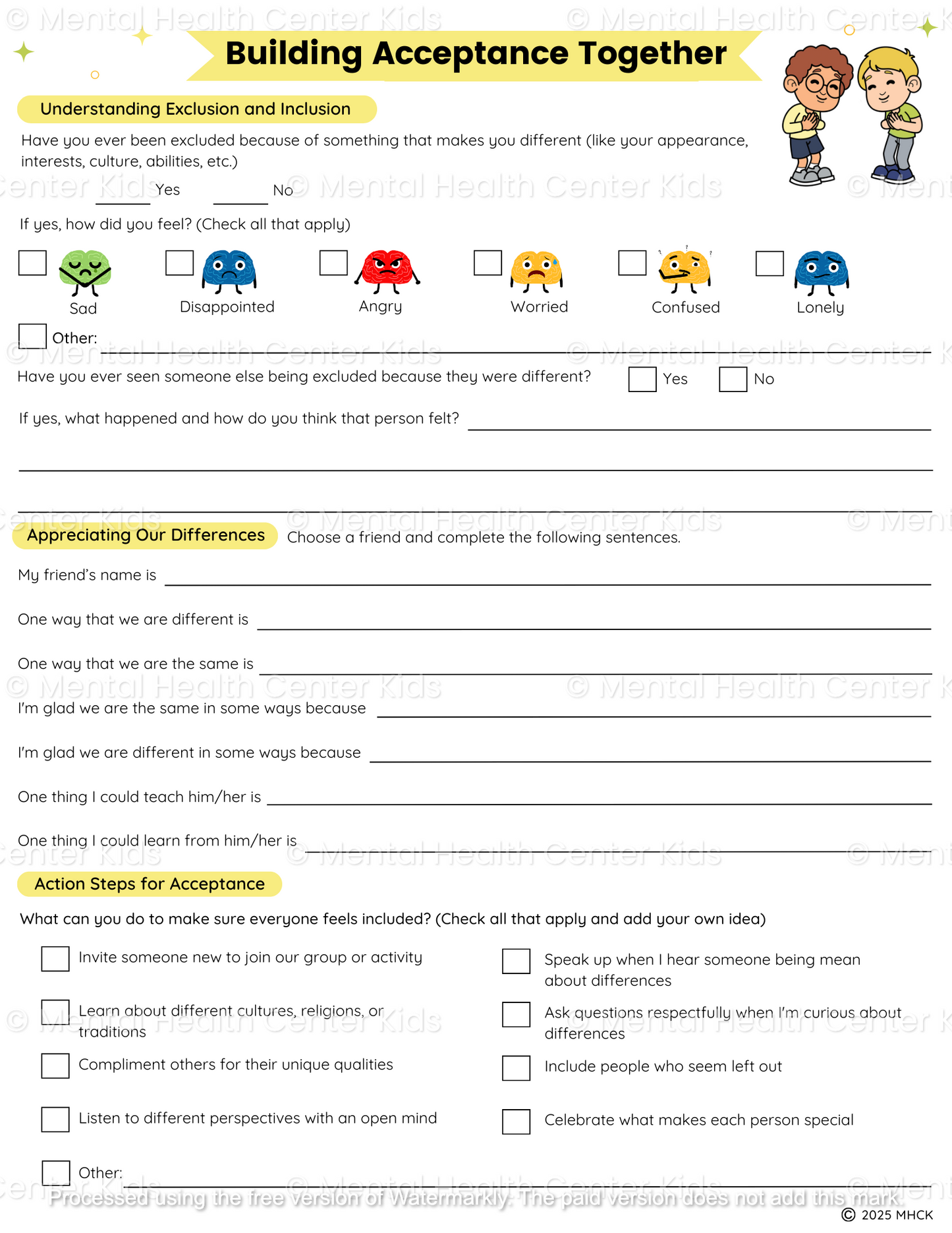 diversity worksheets