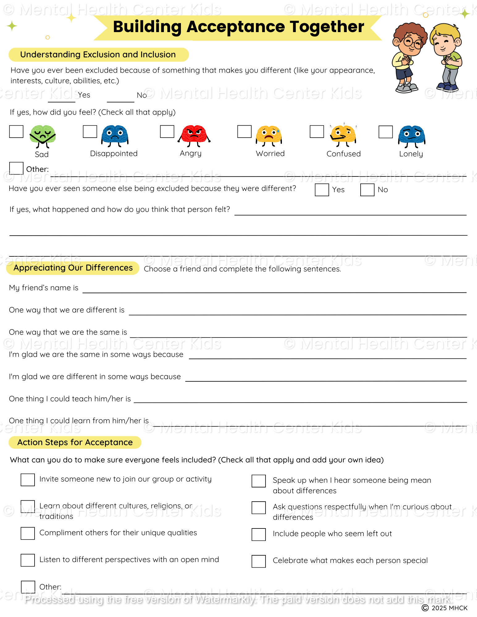 diversity worksheets