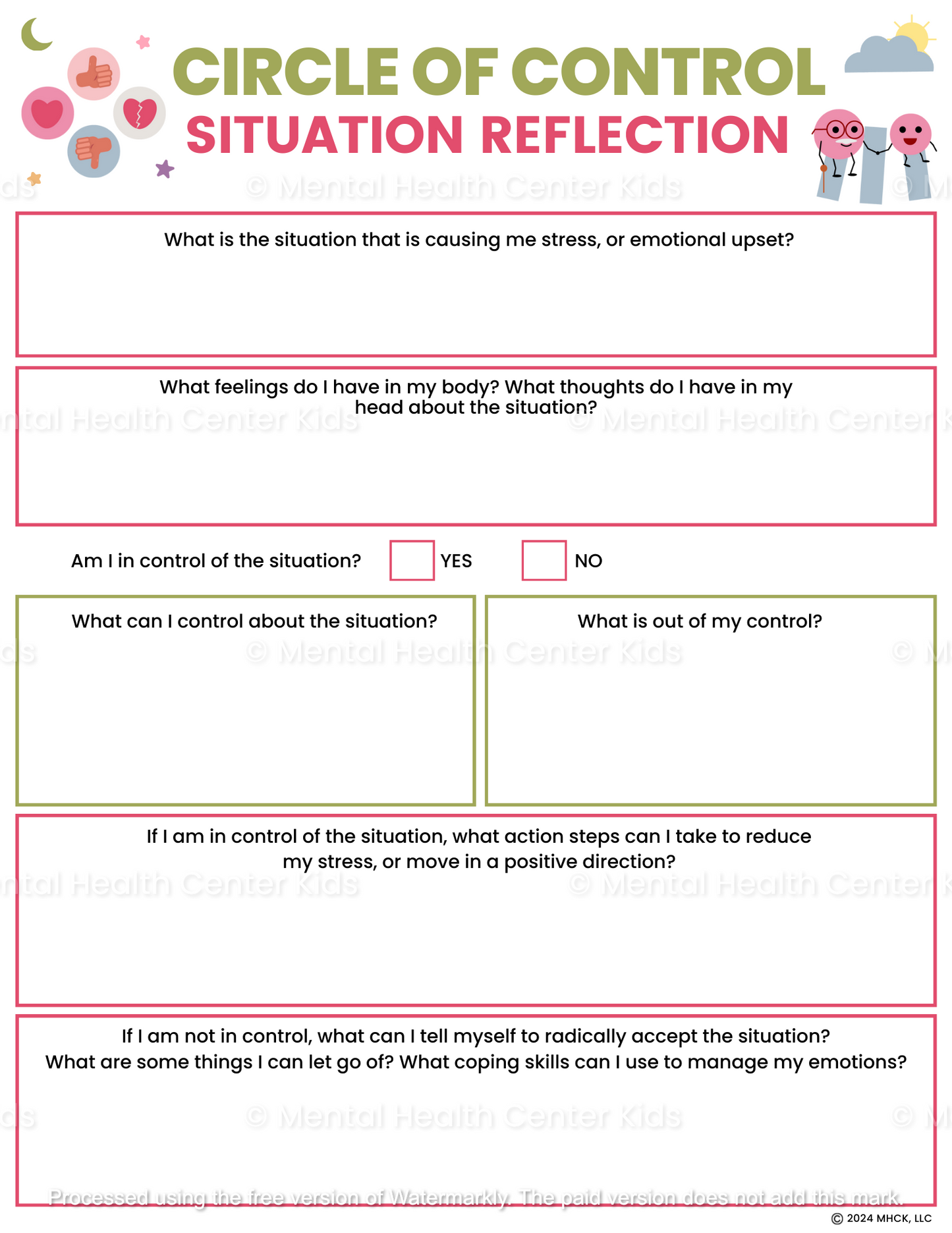 circle of control therapy worksheets