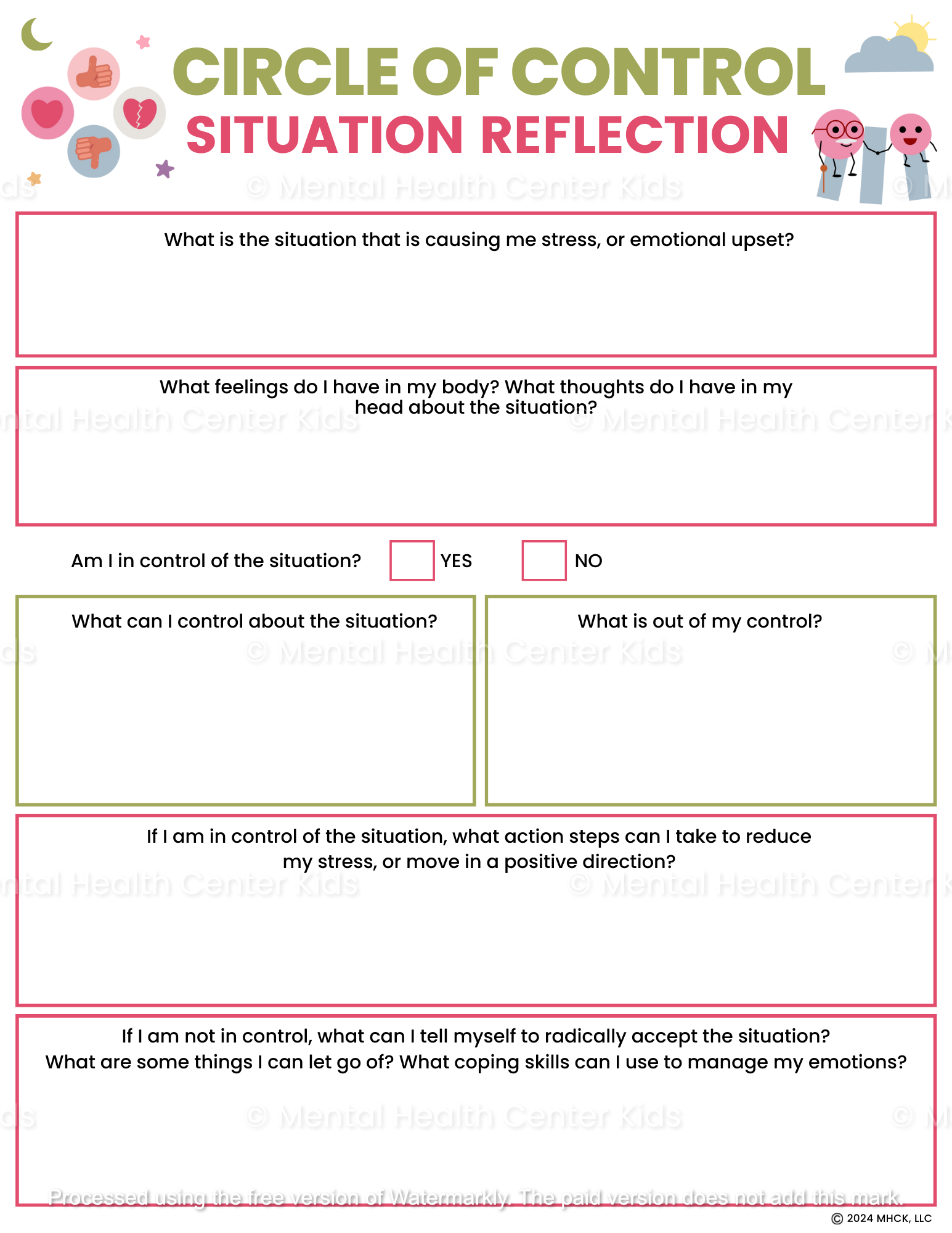 circle of control therapy worksheets
