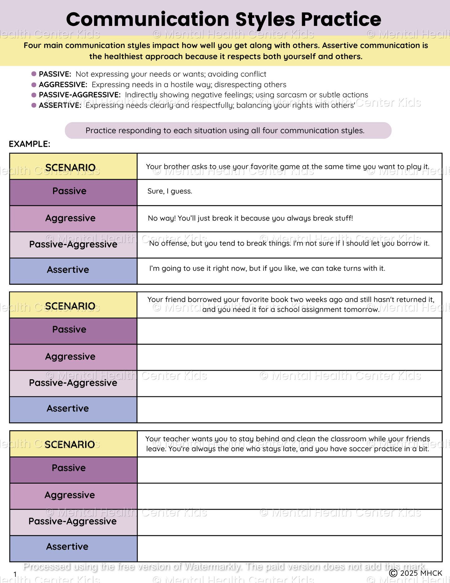 communication worksheet for kids