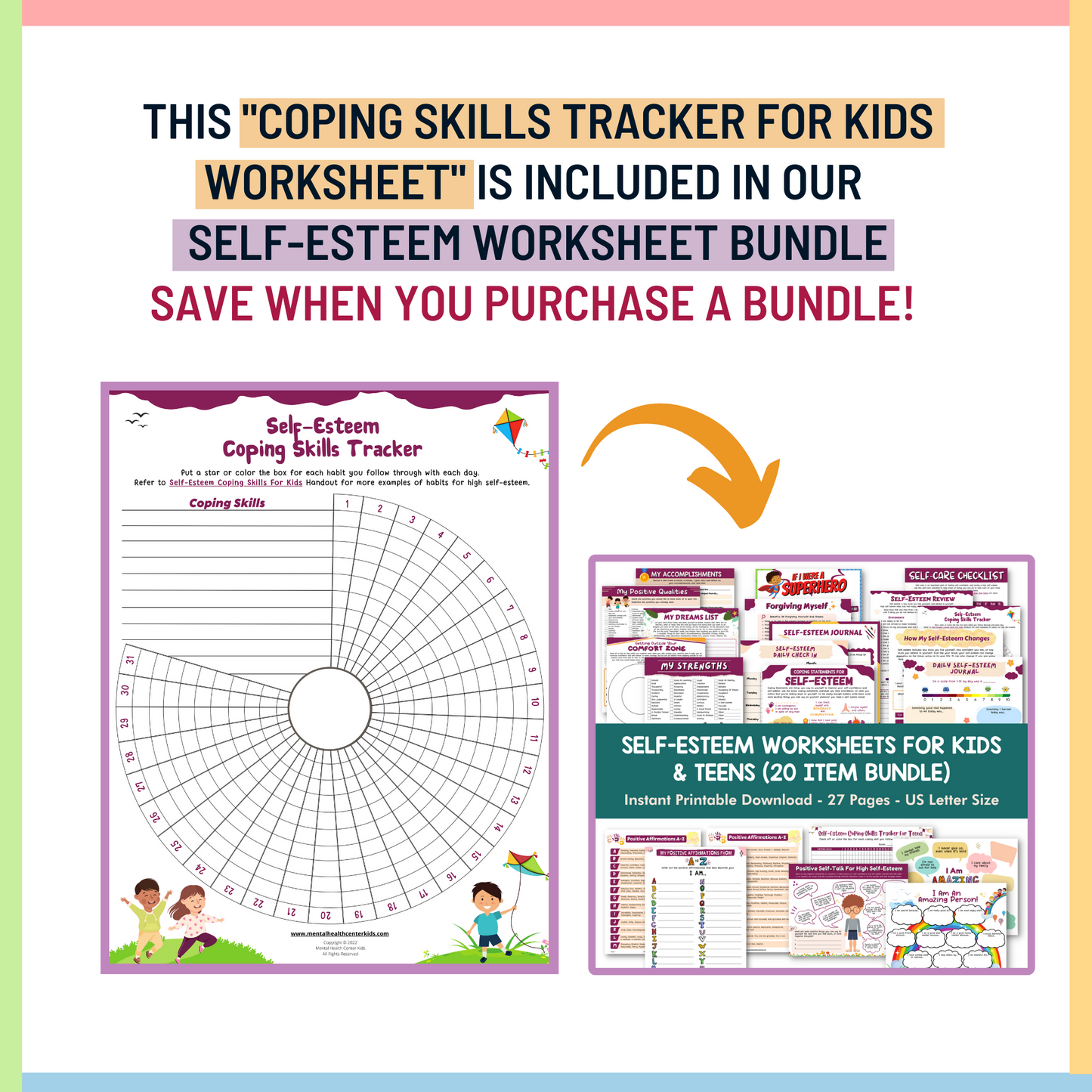Self-Esteem Coping Skills Tracker for Kids