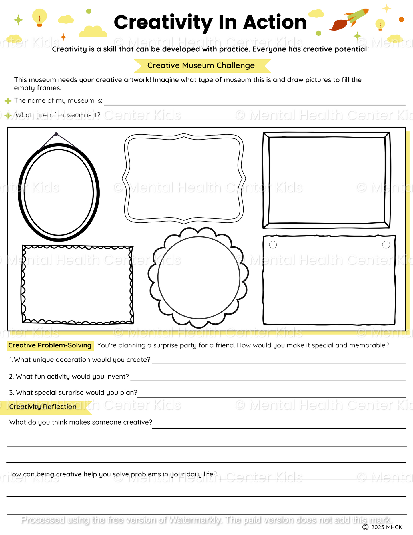 creativity worksheets for elementary