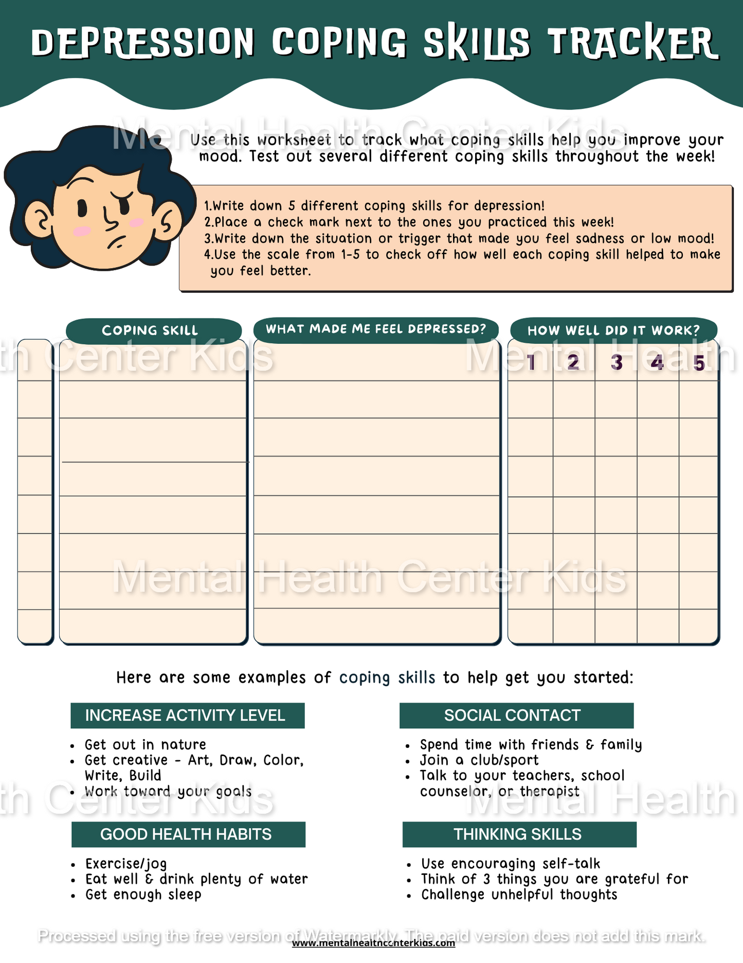 Depression Coping Skills Tracker Frame