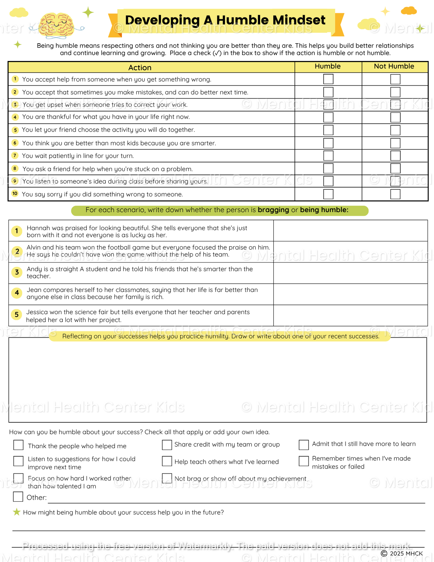 character education worksheets