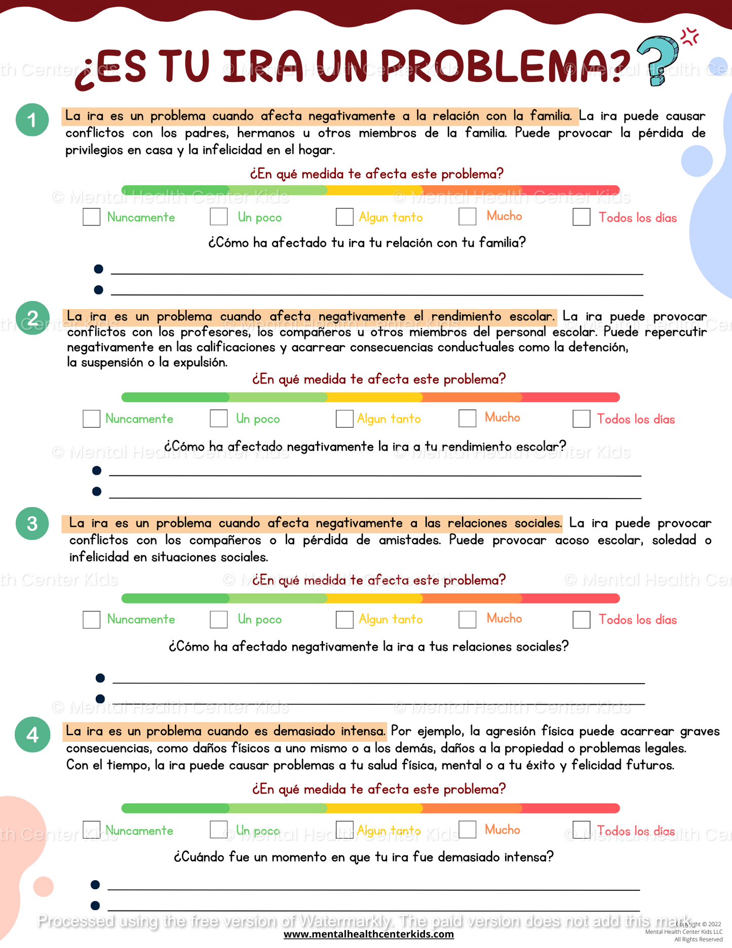 anger worksheets for teens
