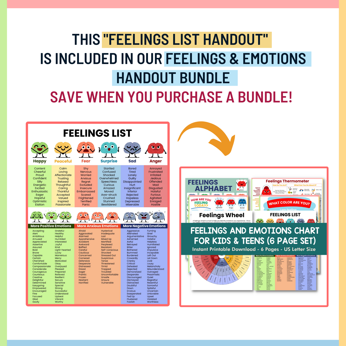 Feelings List for Kids