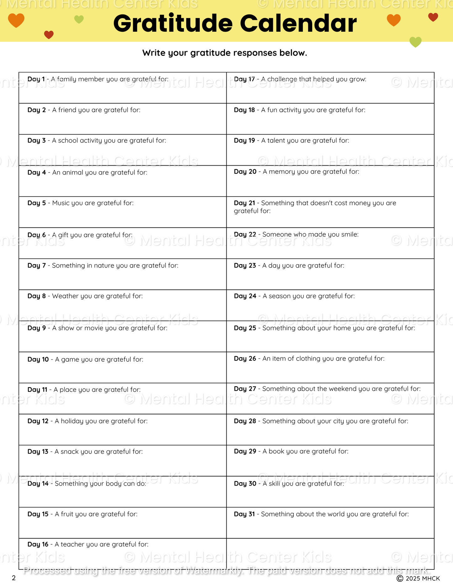gratitude worksheets pdf