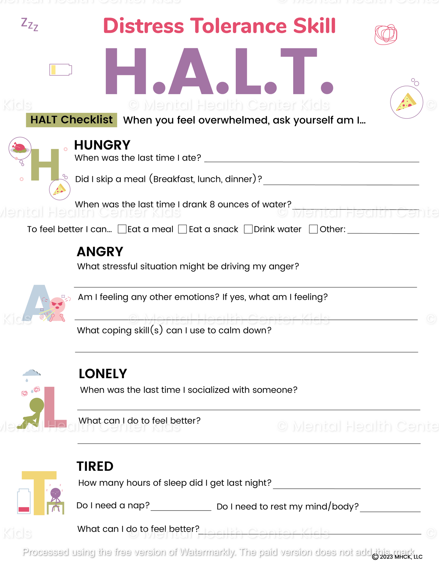 dbt halt worksheet