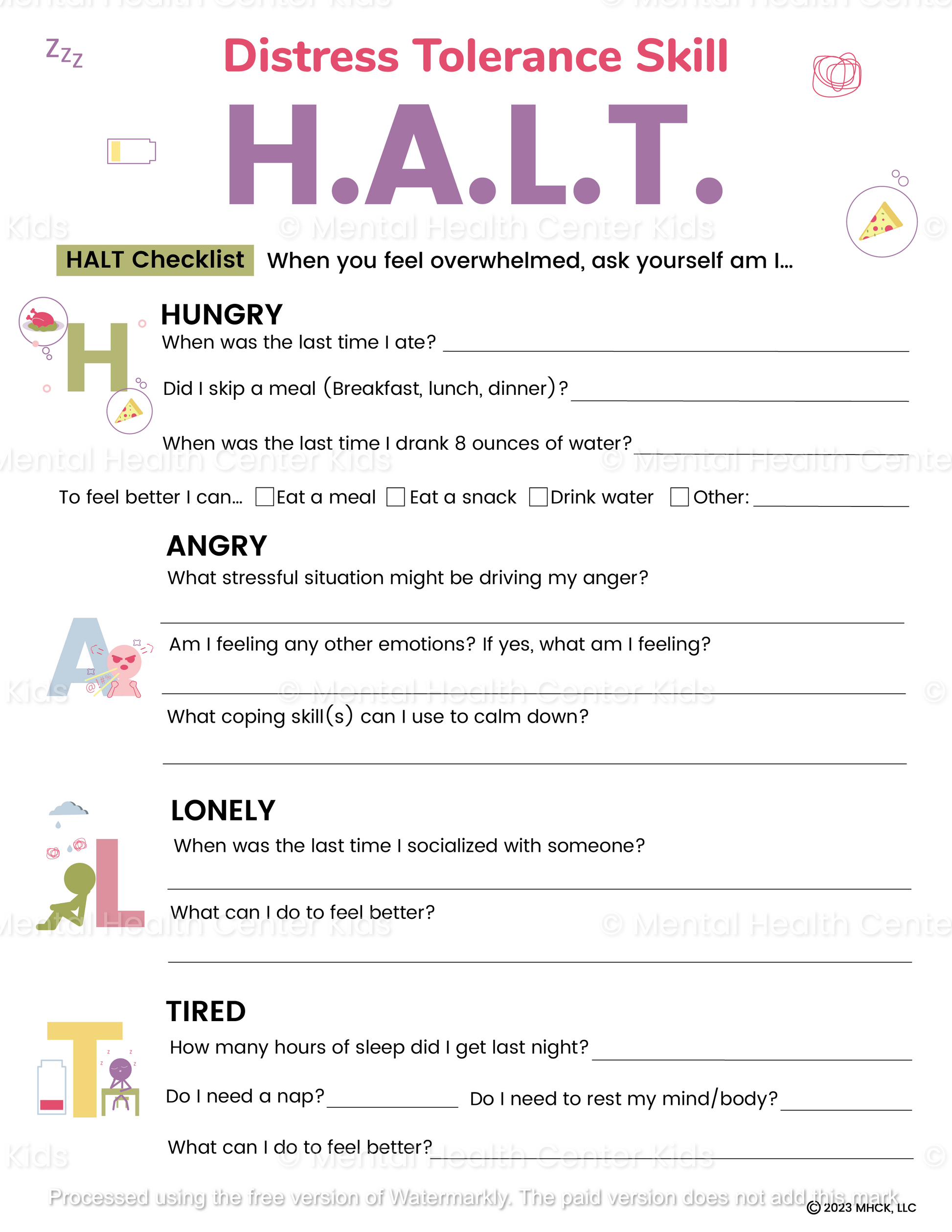 dbt halt worksheet