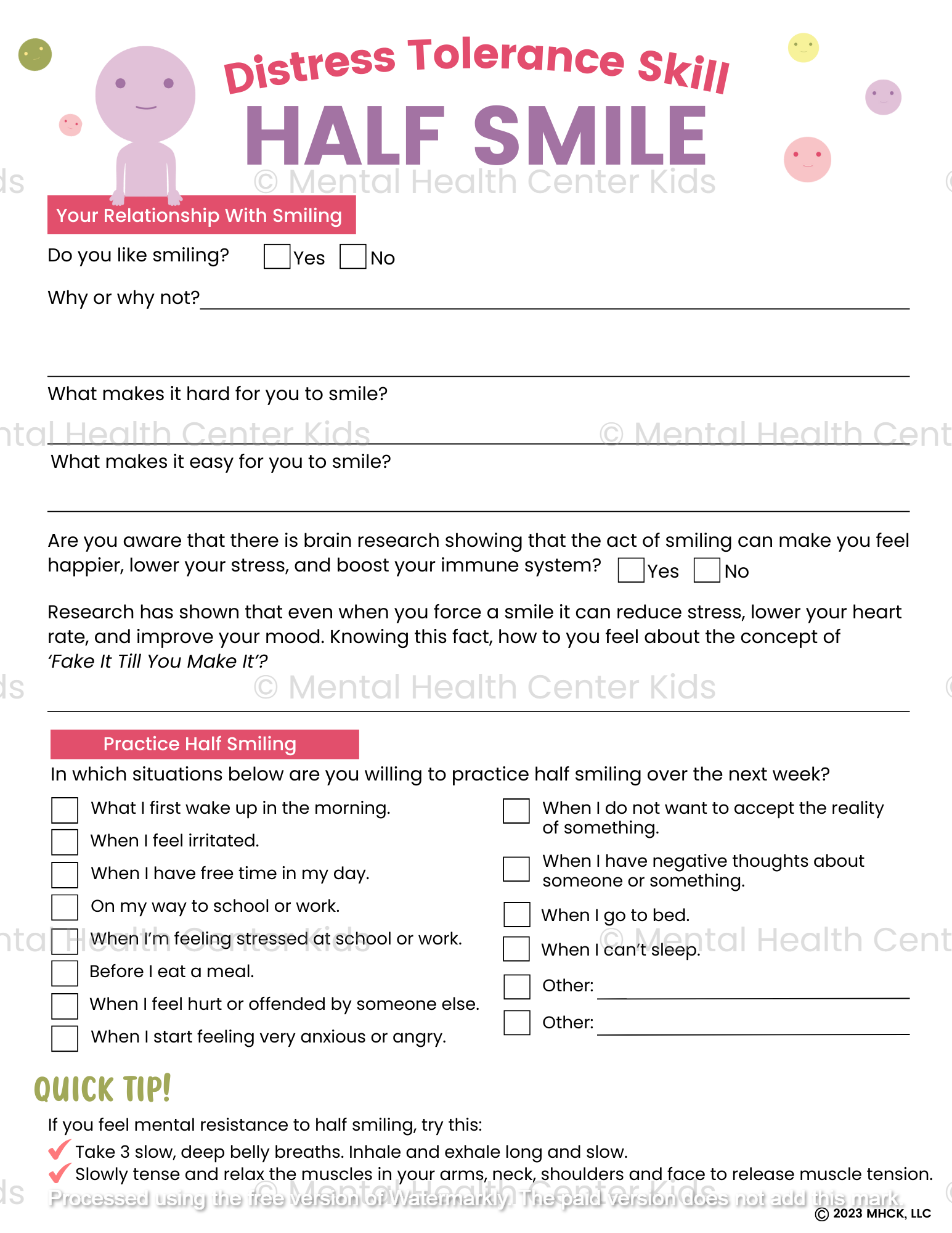 dbt half smile