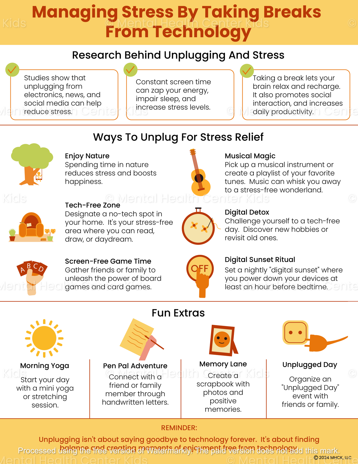 managing stress by taking breaks from technology handout
