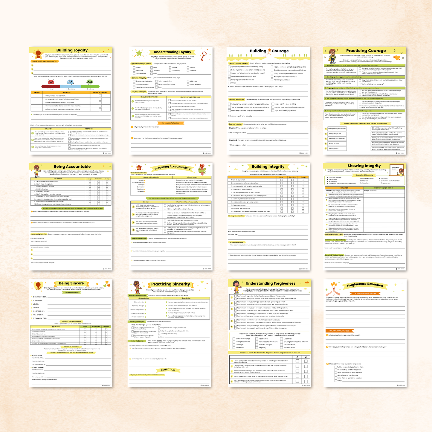 Character Education Worksheets Bundle (73 Pages)