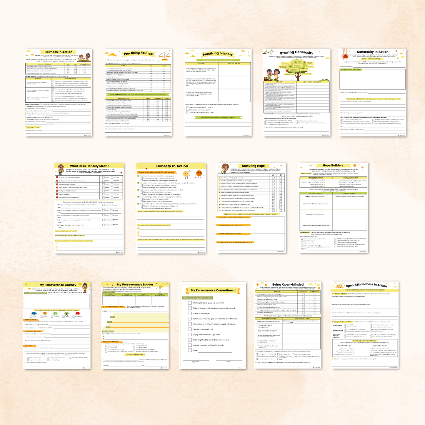 Character Education Worksheets Bundle (73 Pages)