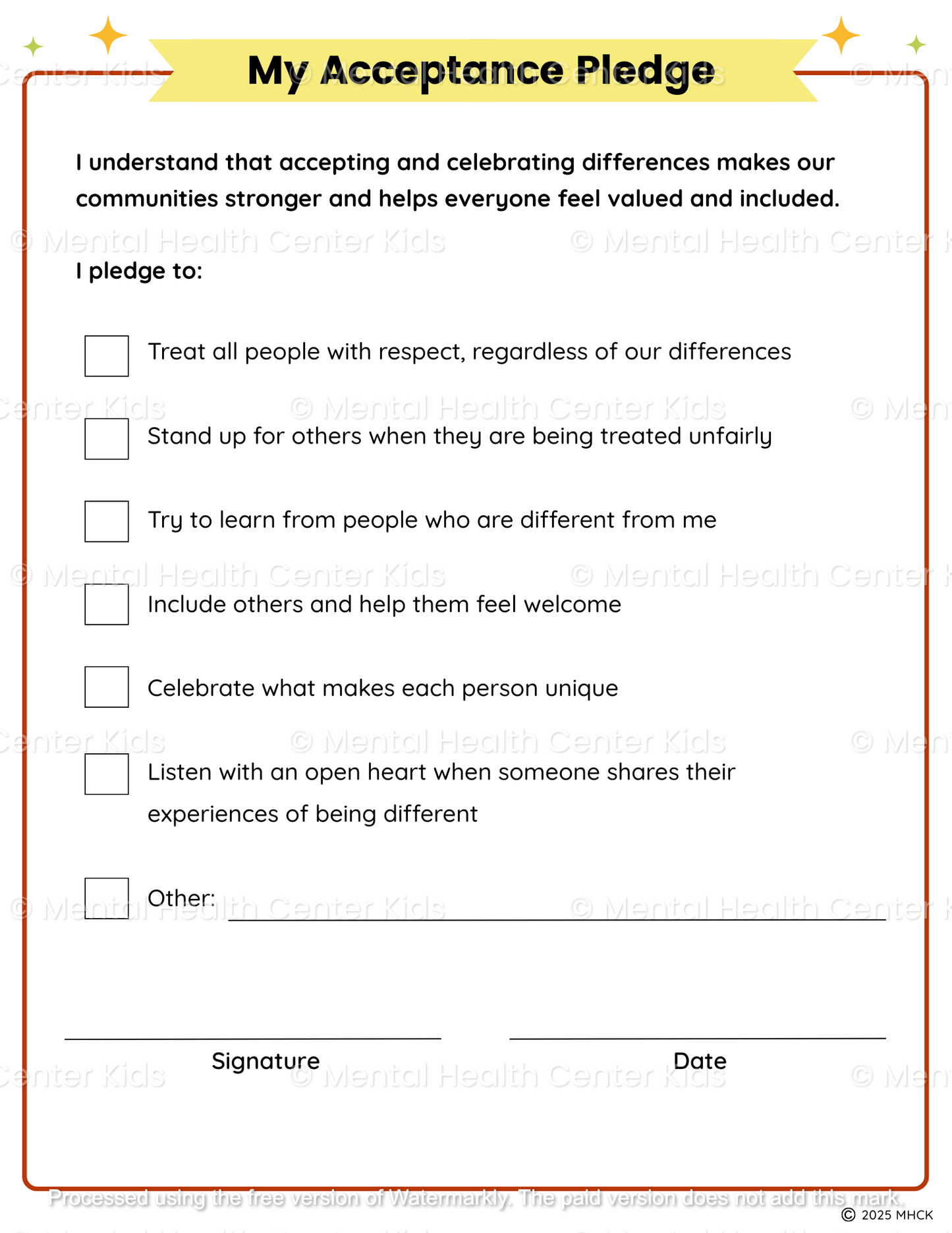 acceptance worksheets