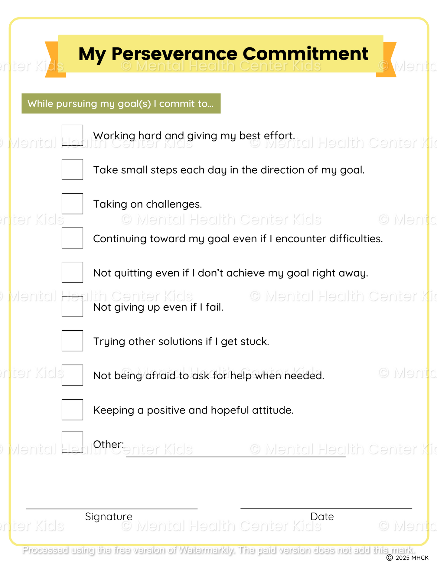 perseverance worksheets for elementary