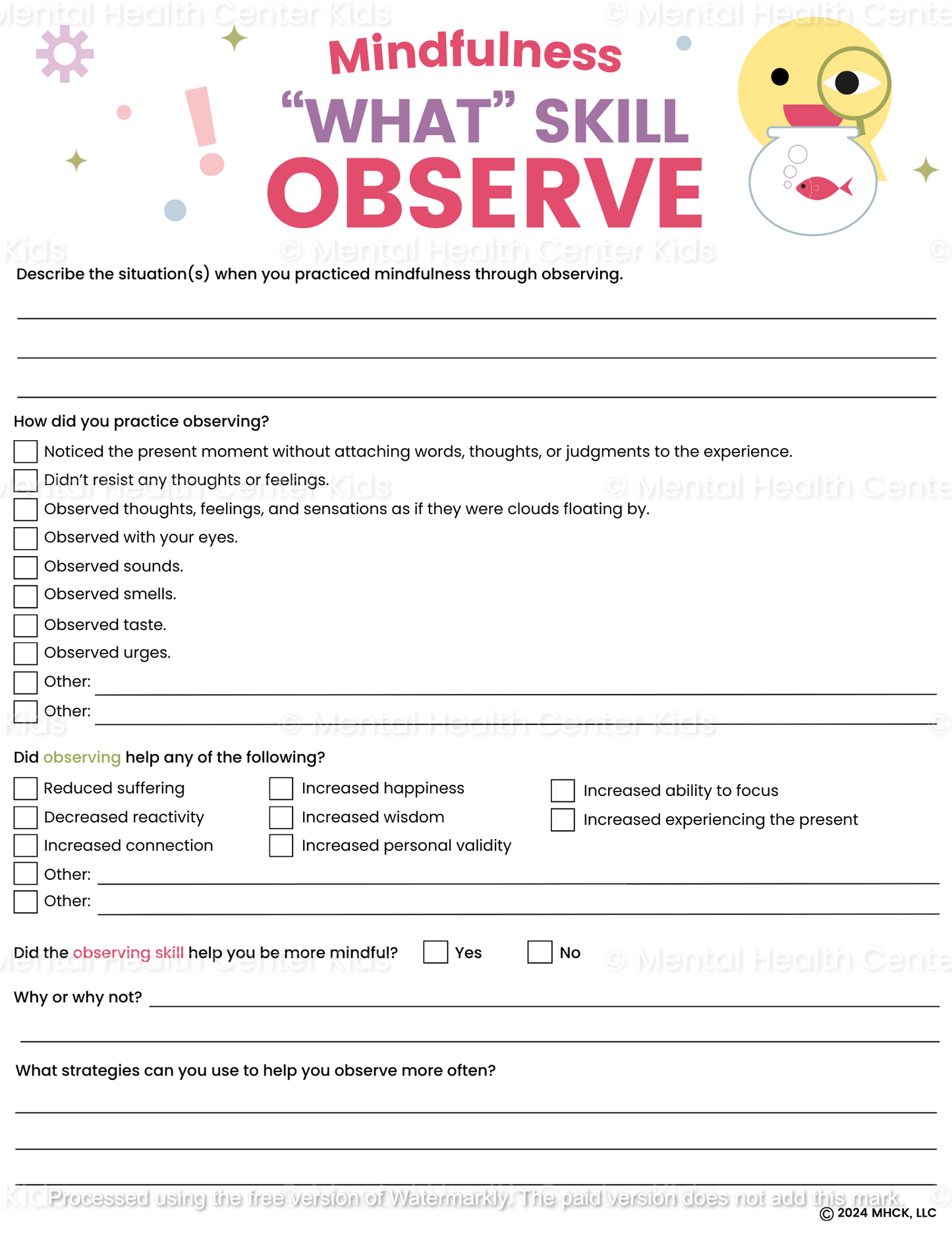 dbt what skill worksheet observe