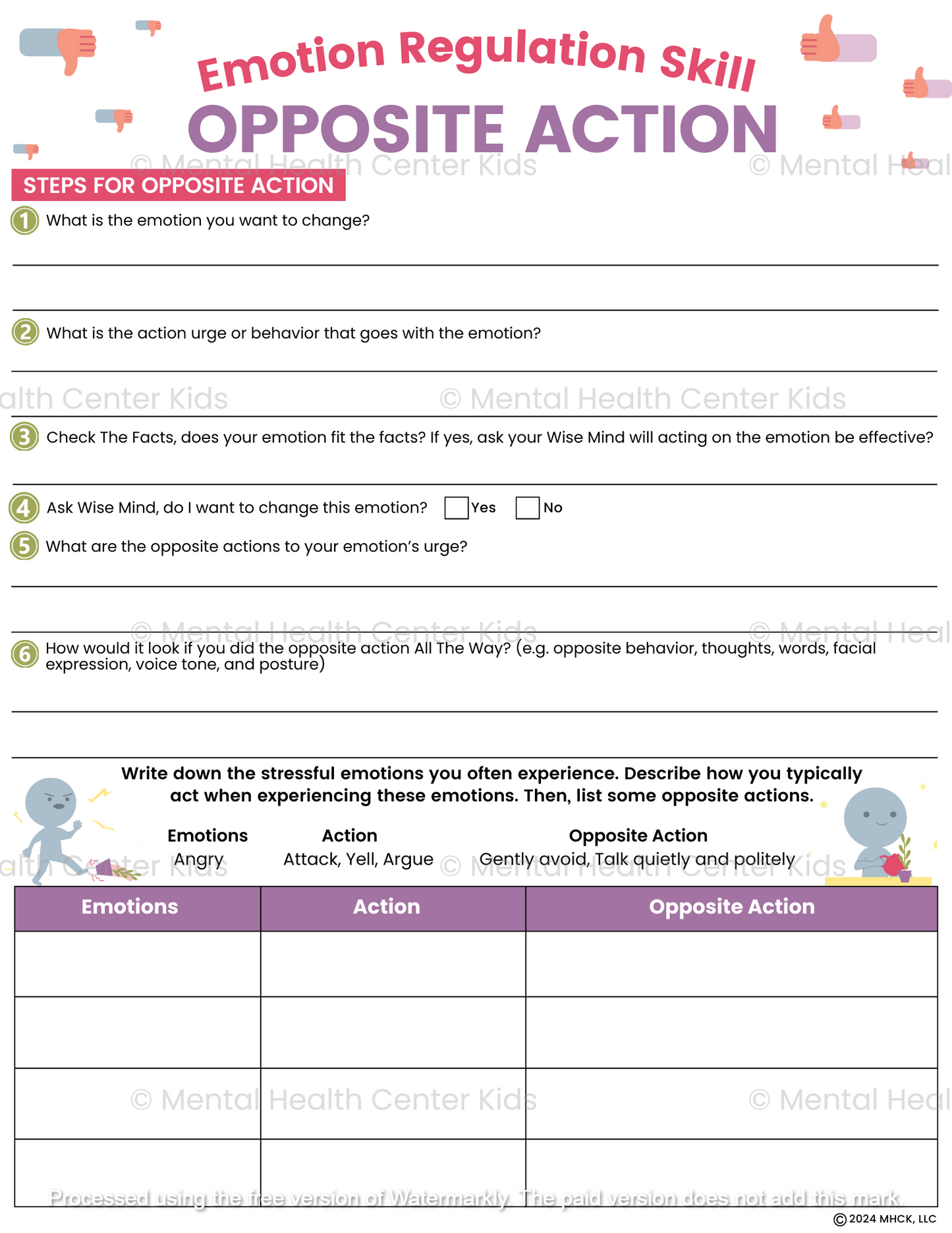 opposite action worksheet