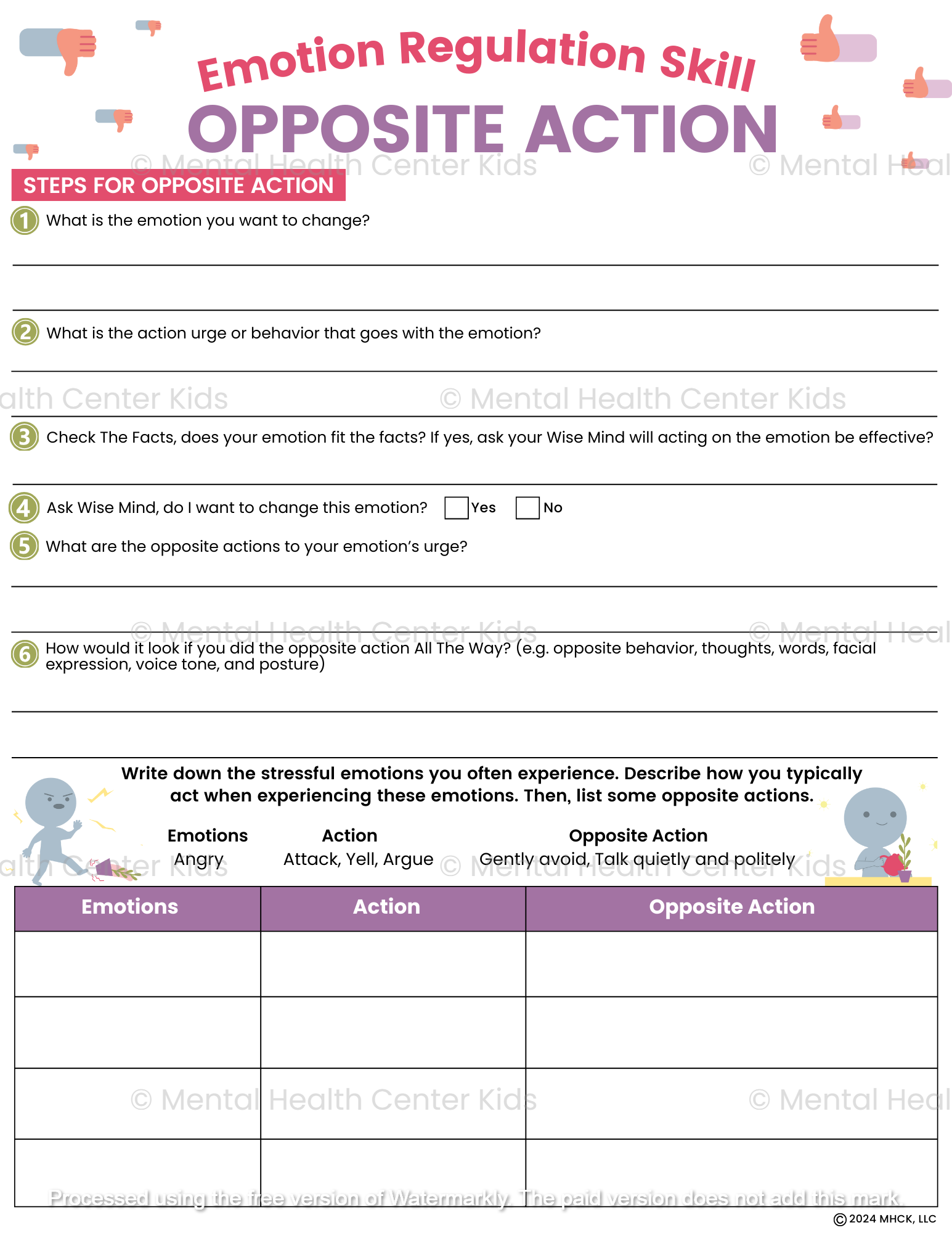 opposite action worksheet