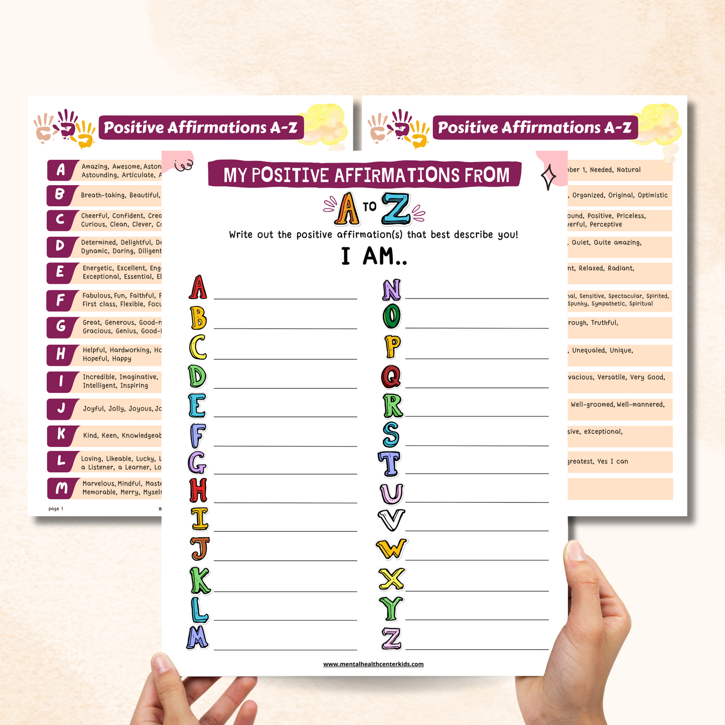 Positive Affirmations Worksheet