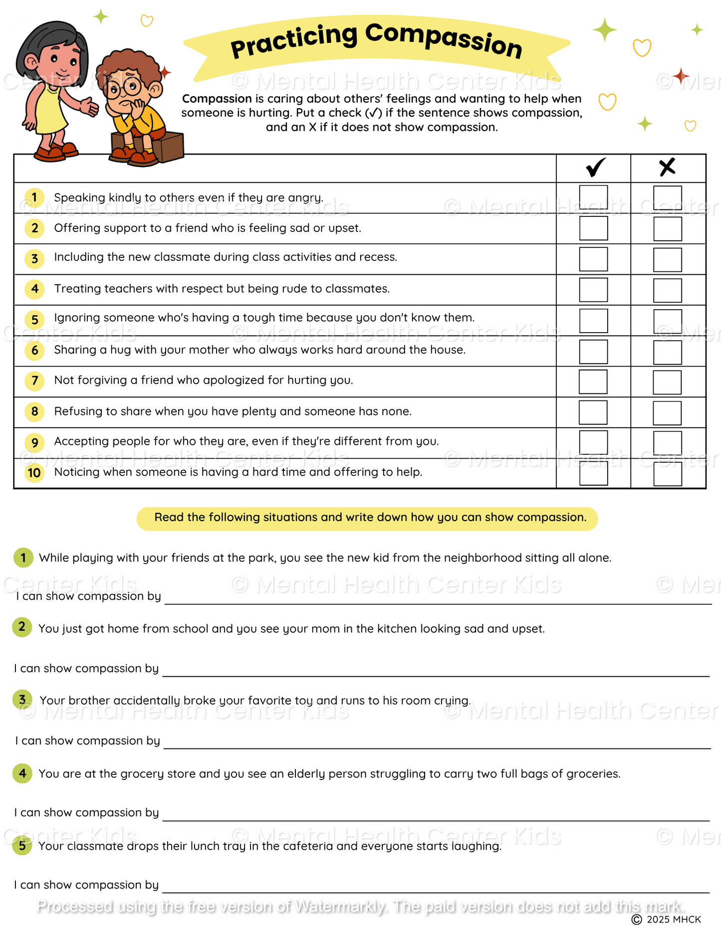 compassion worksheets for kids