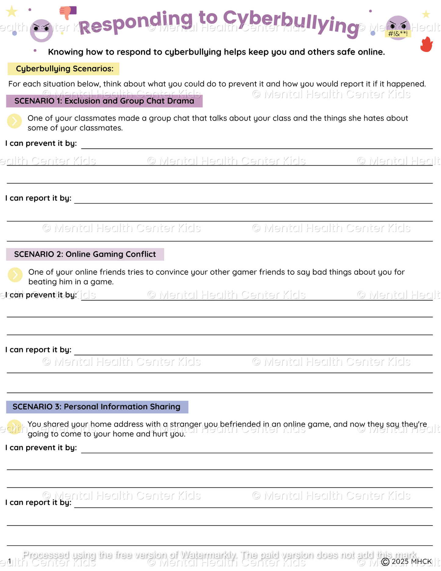 social skills worksheets