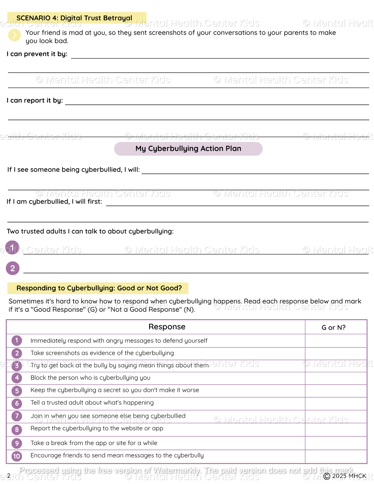 social skills worksheet