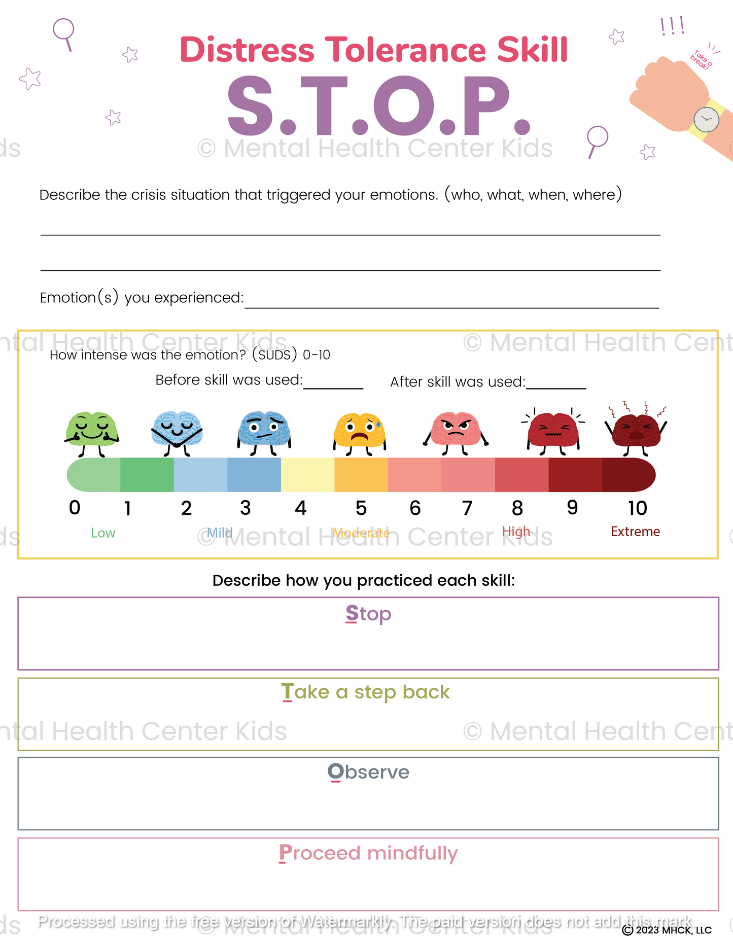 dbt stop worksheet