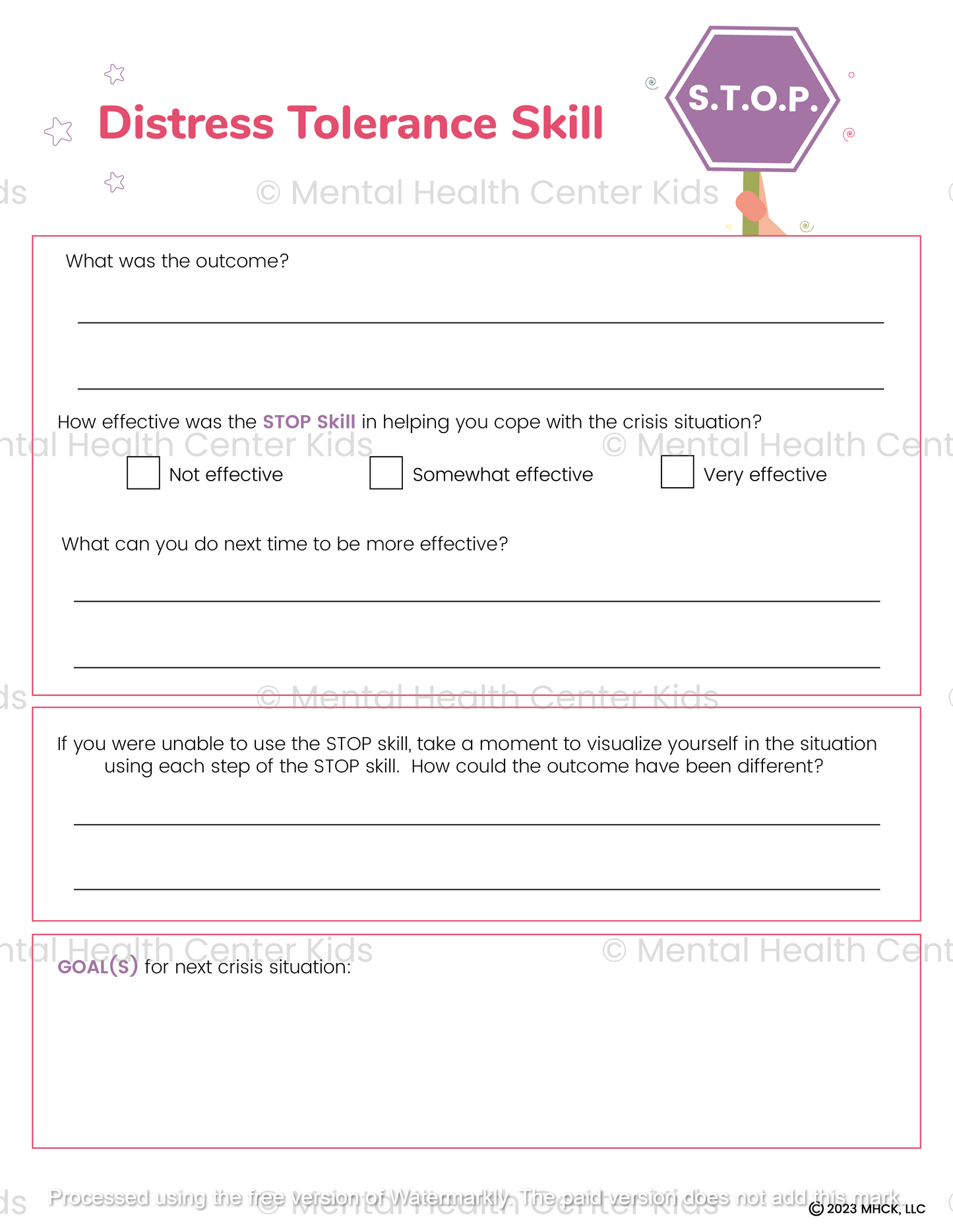 stop dbt worksheet
