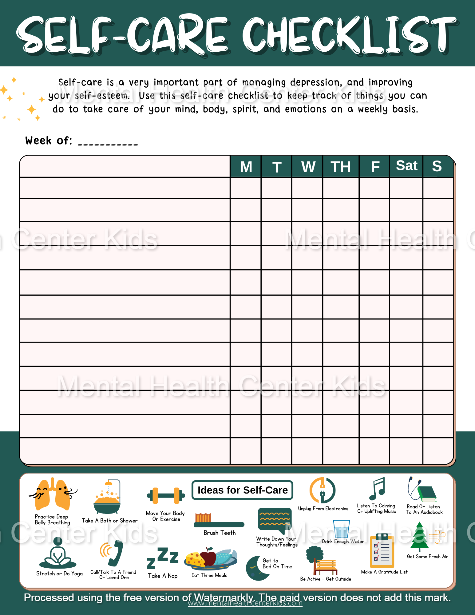 Depression Self-Care Checklist