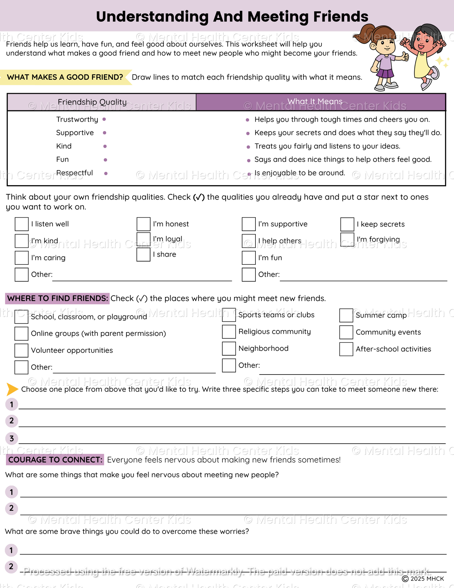 friends social skills worksheets
