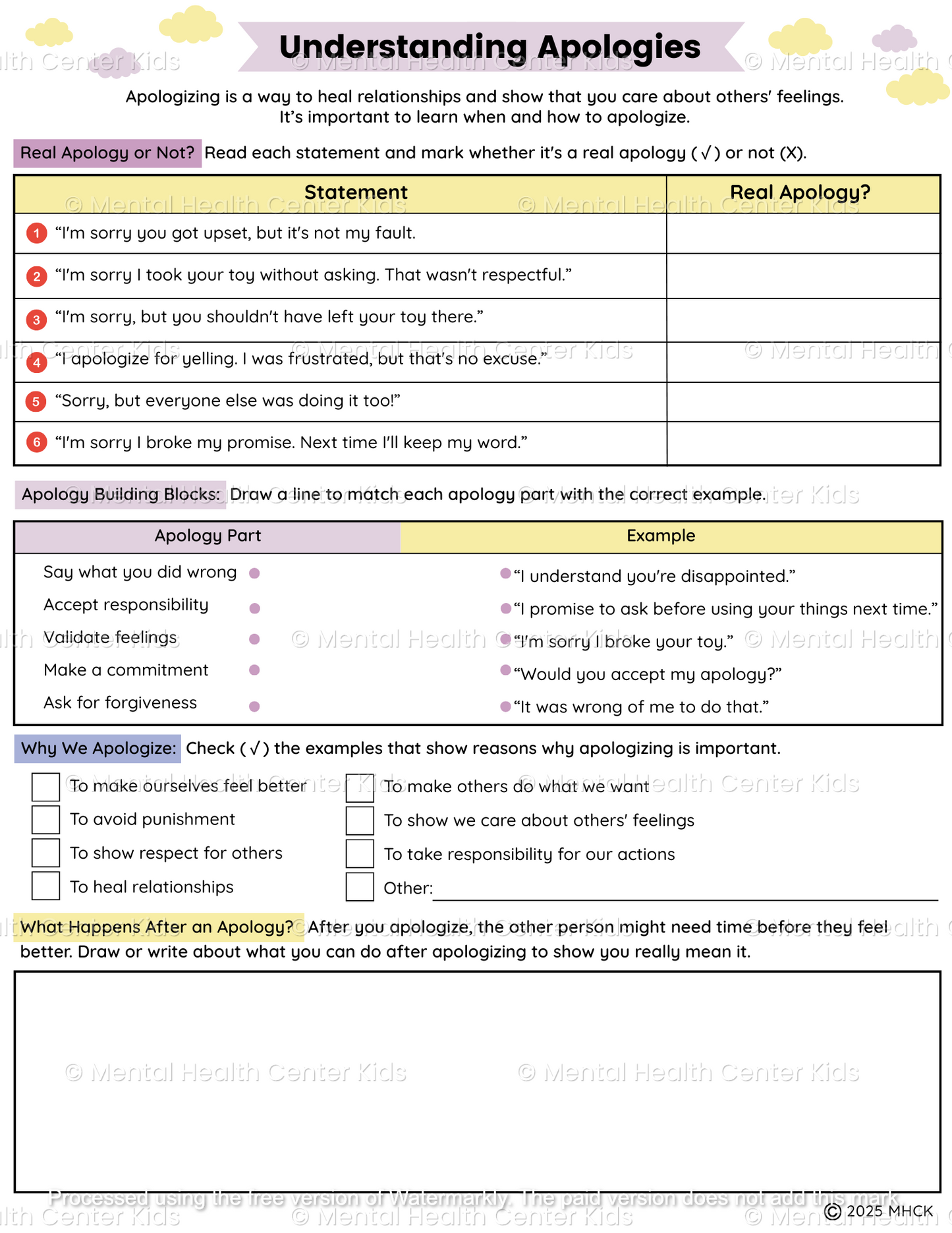 social skills worksheet