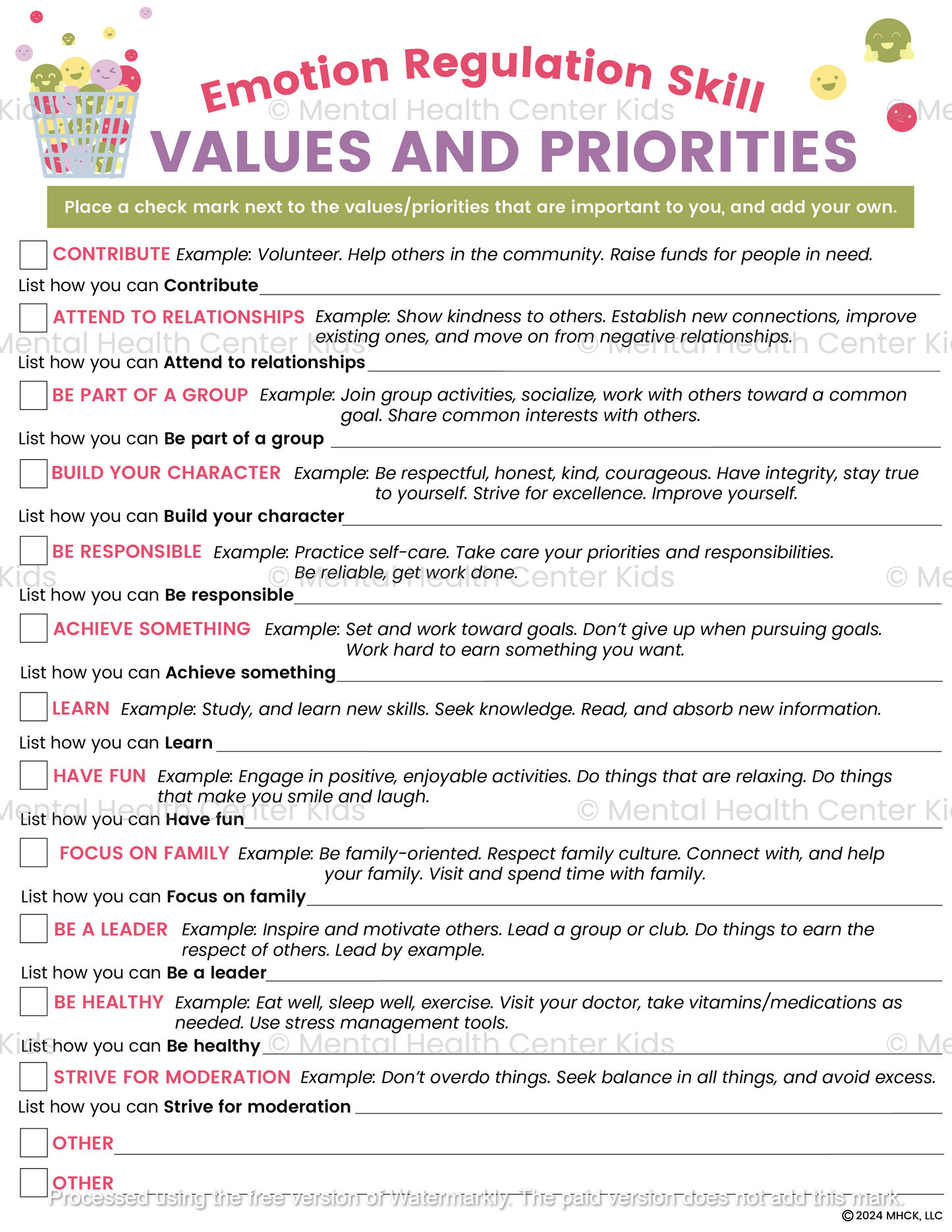 values and priorities list dbt