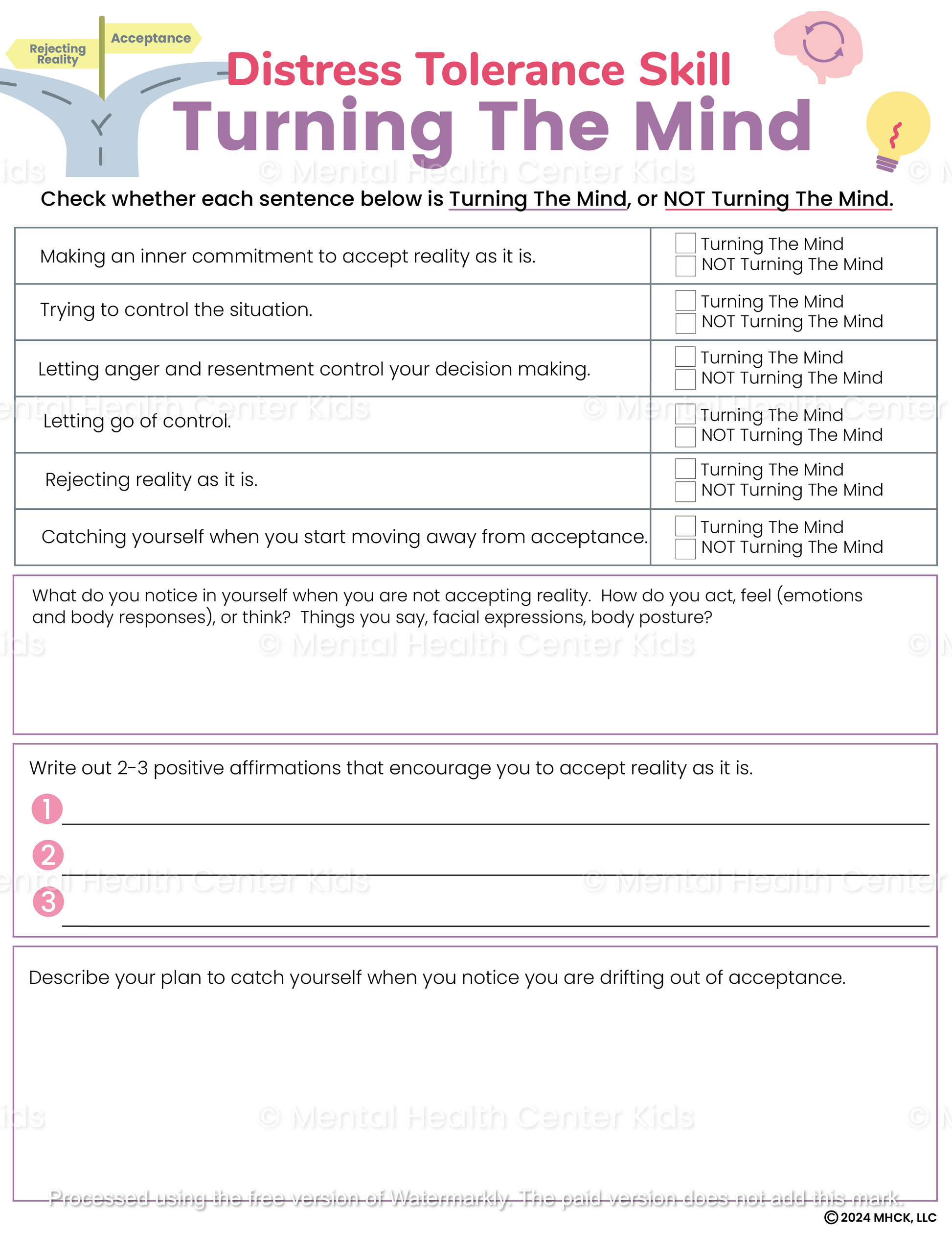 turning the mind worksheet