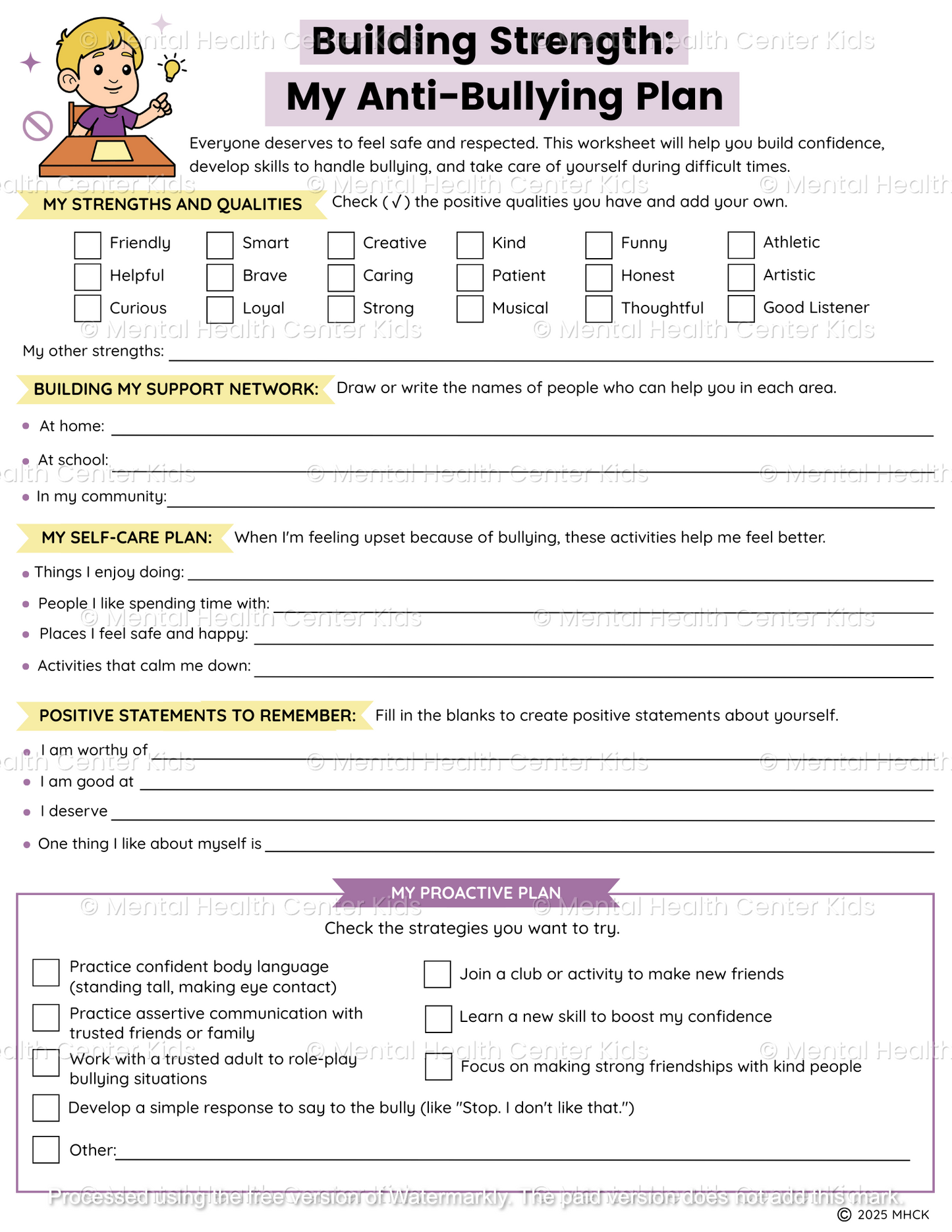 anti-bullying worksheet