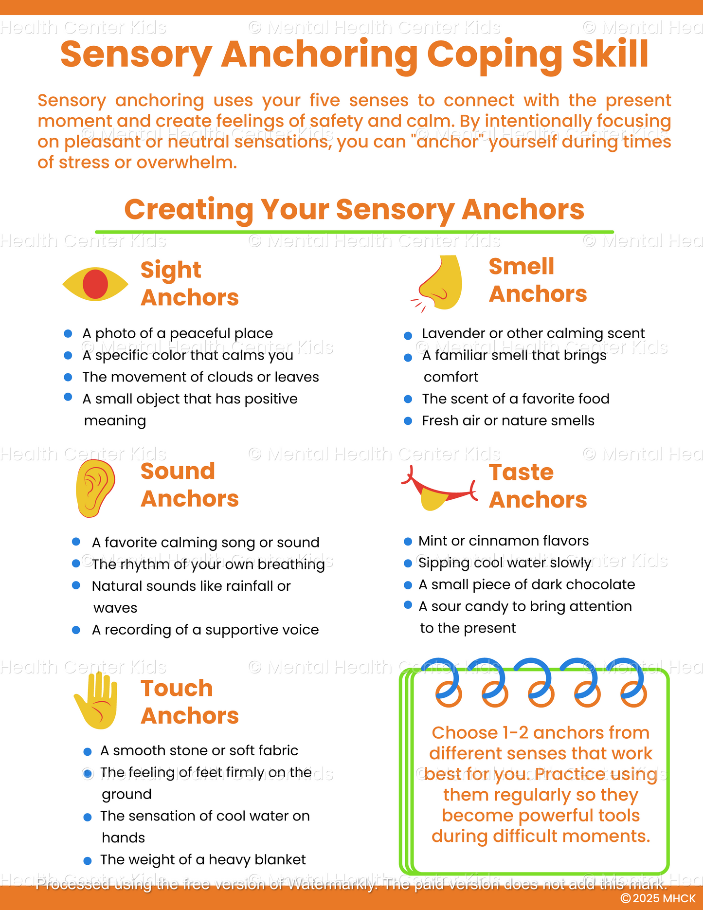 sensory anchoring coping skill