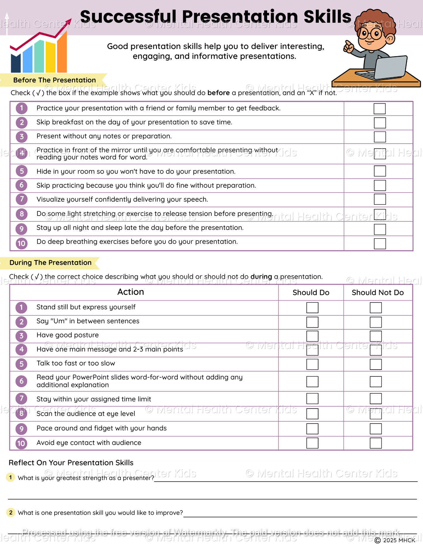presentation skills worksheet