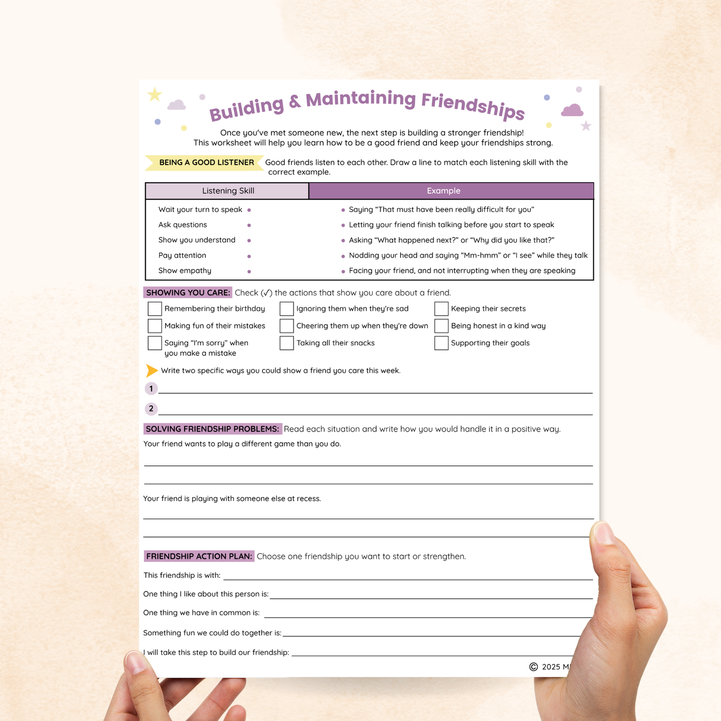 friends social skills worksheet