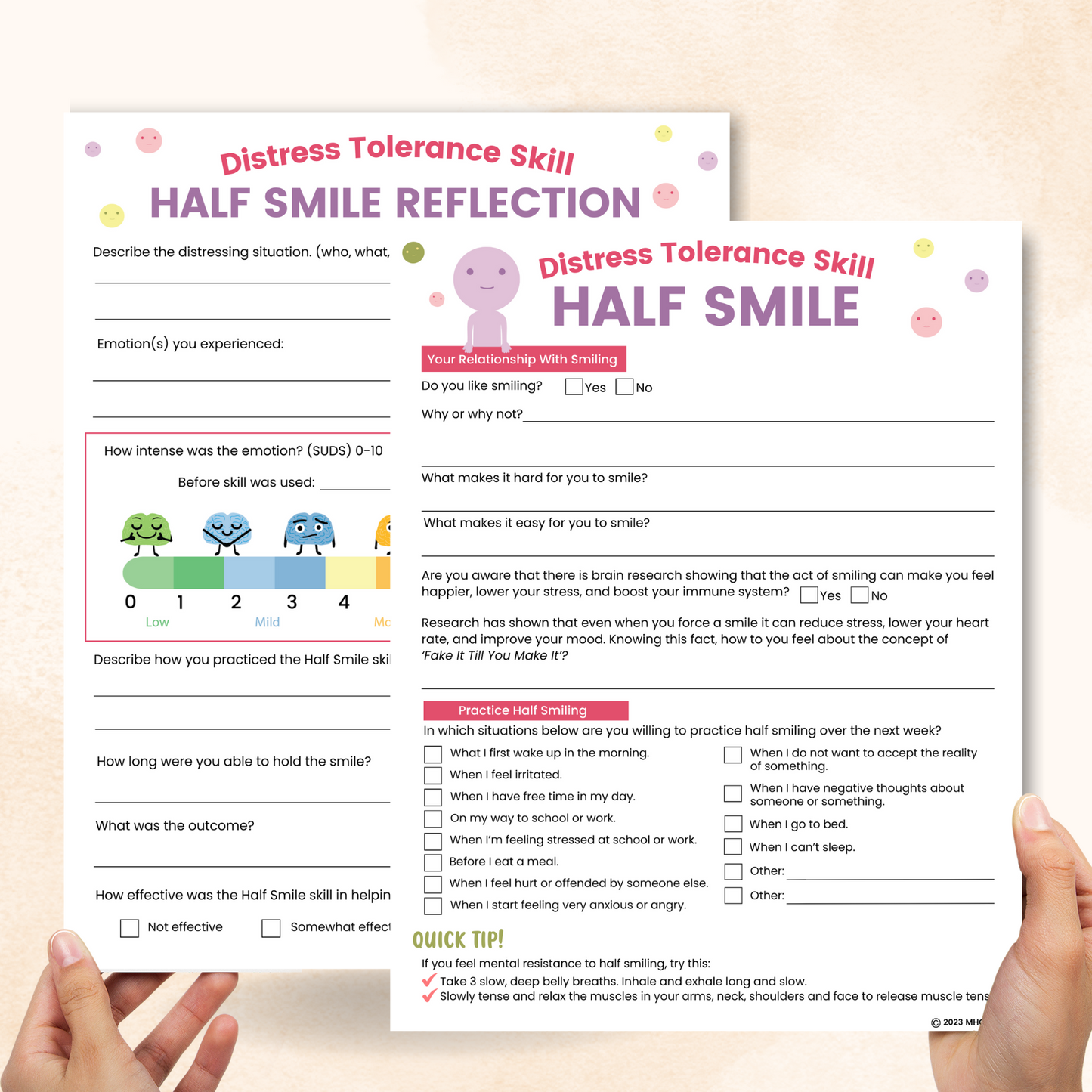 dbt half smile worksheet