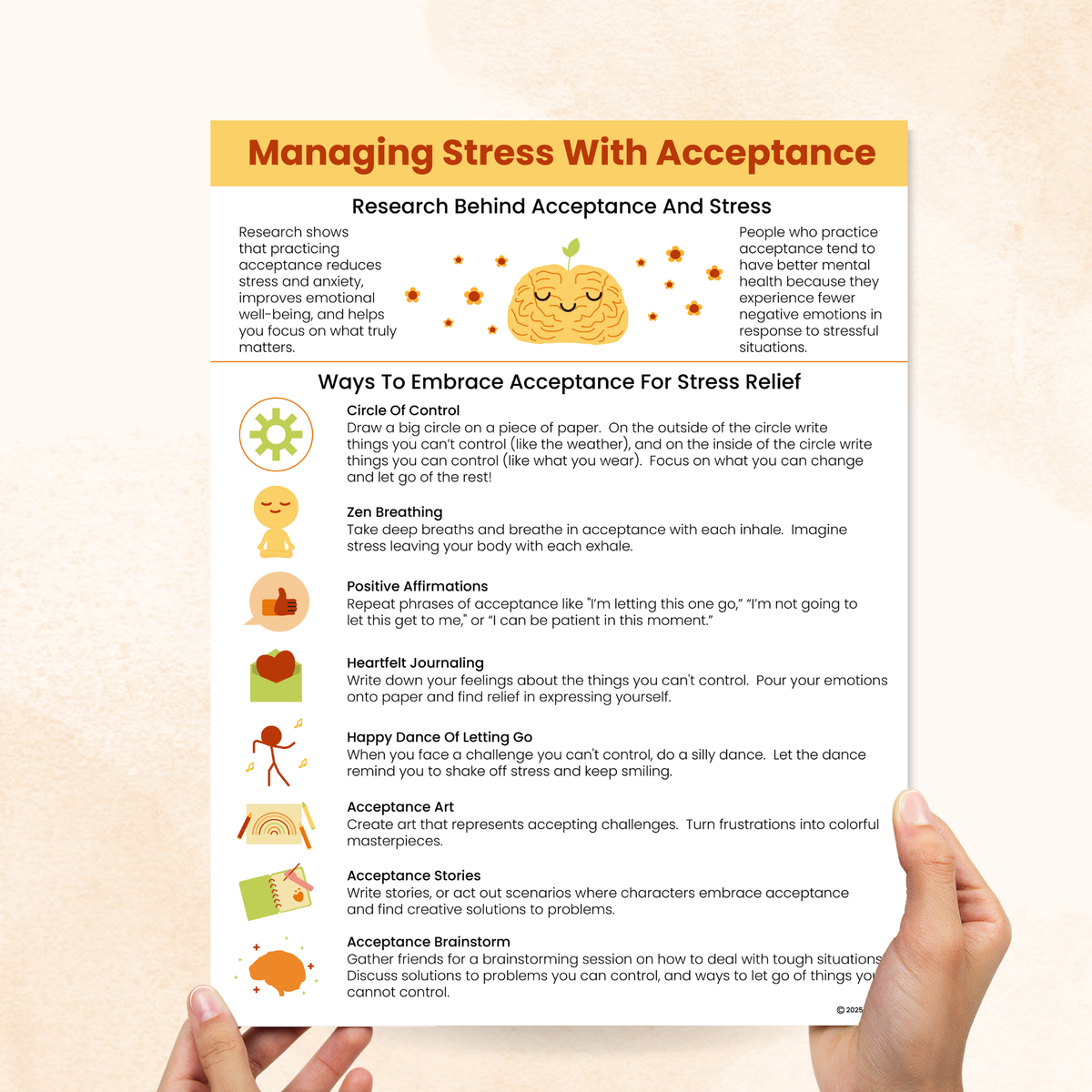 Managing Stress With Acceptance Handout – Mental Health Center Kids