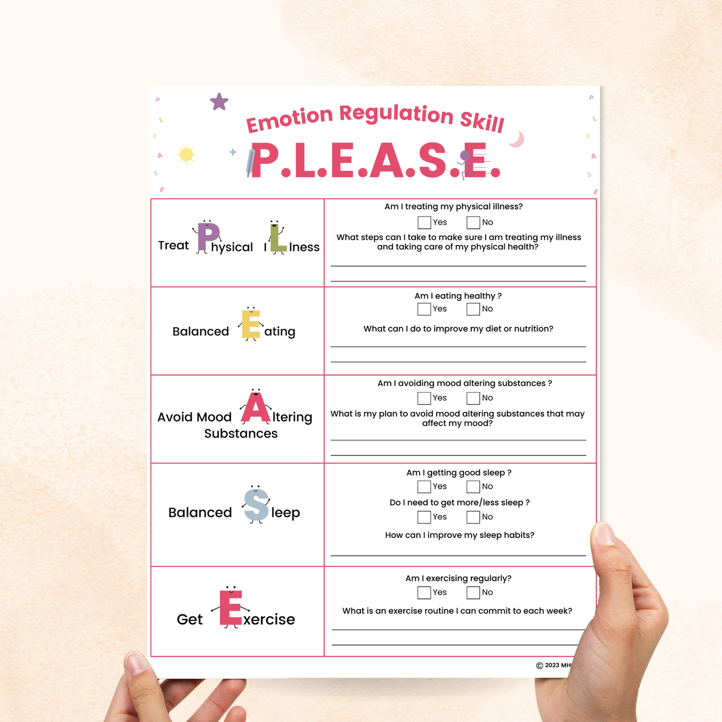 dbt please skills worksheet