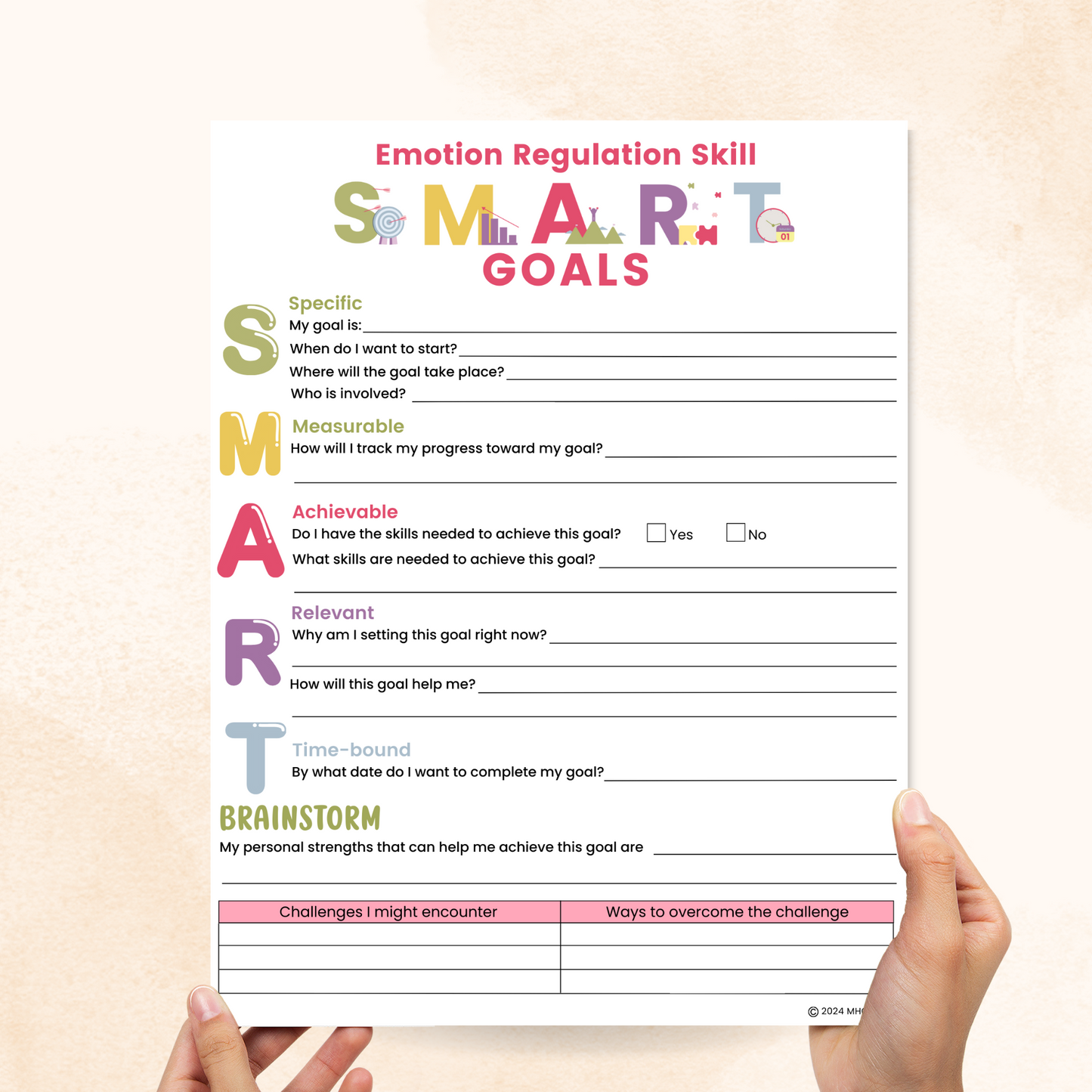 dbt smart goals worksheet