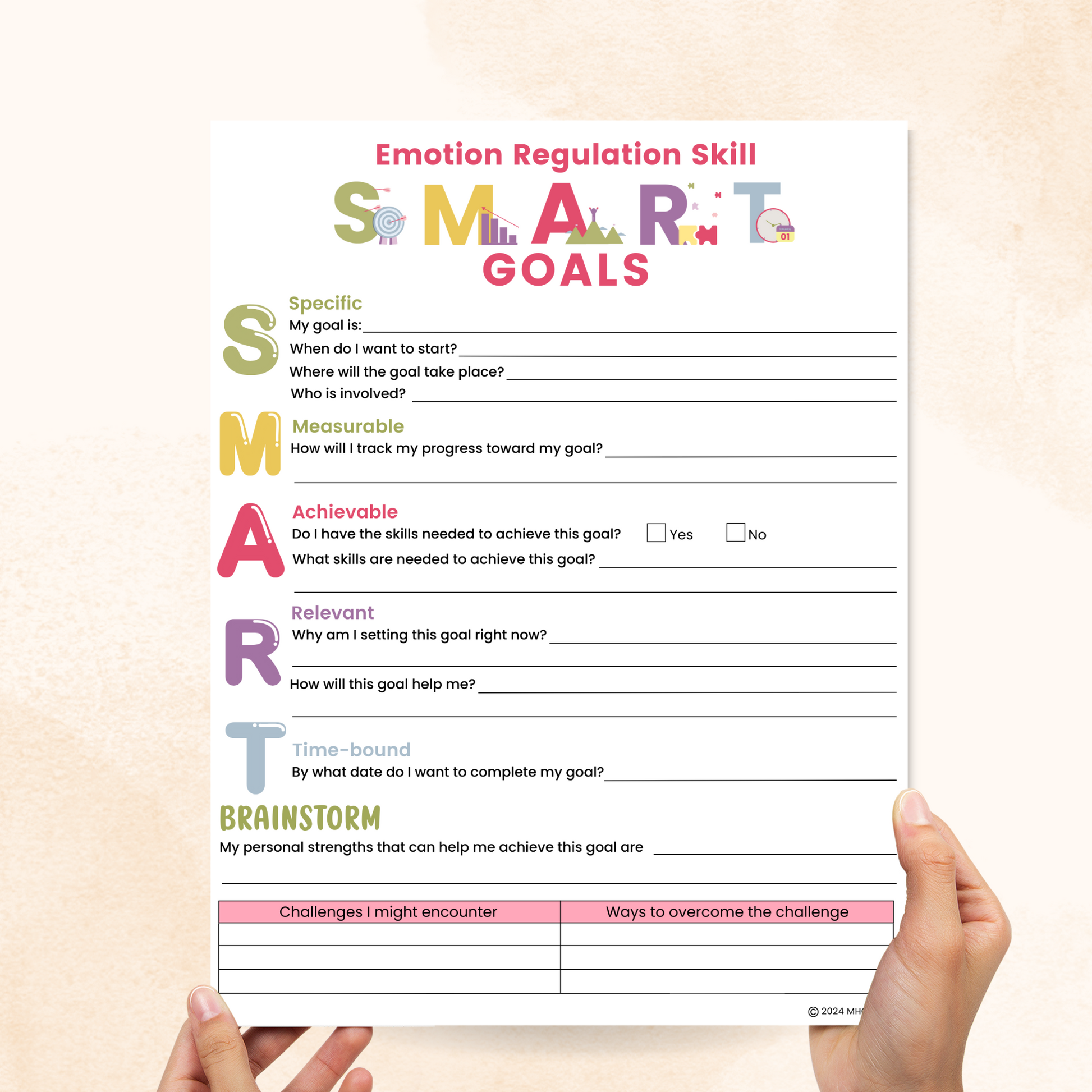 dbt smart goals worksheet
