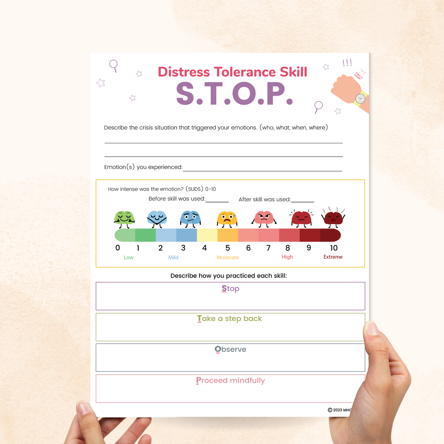 stop skill dbt worksheet