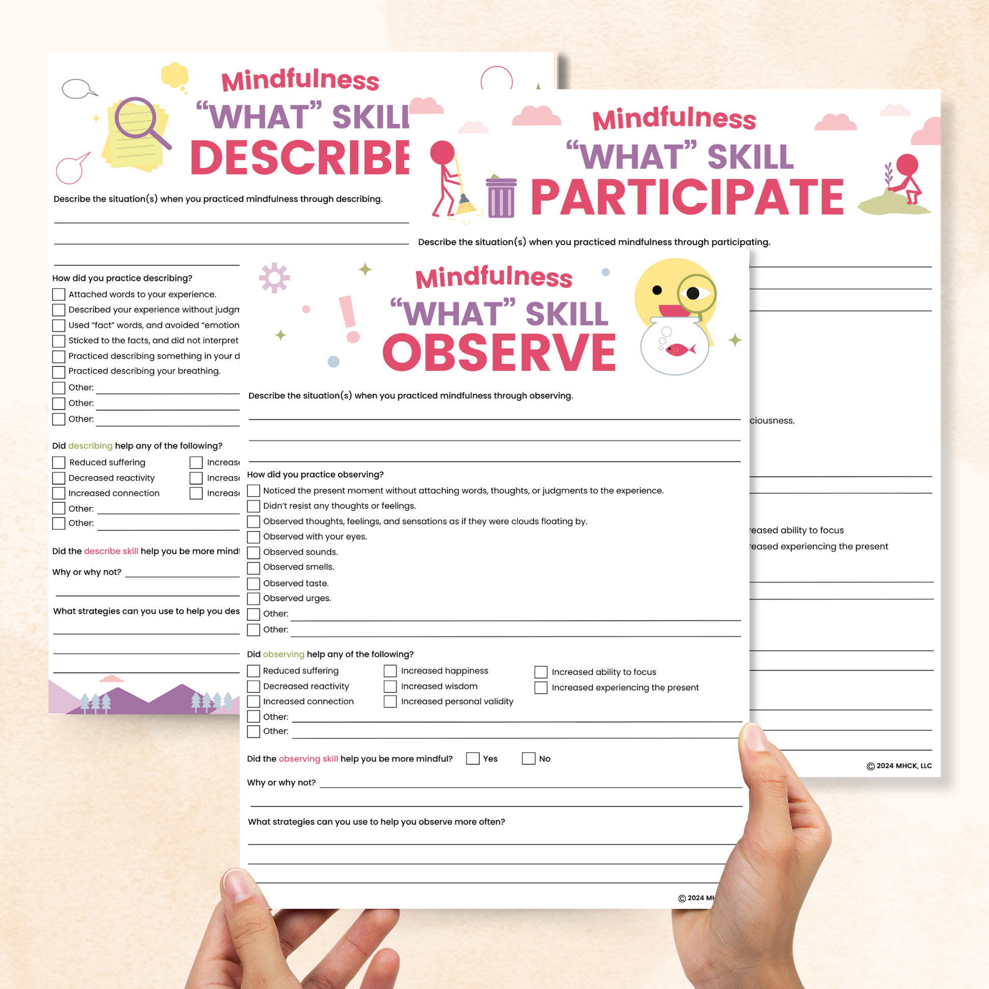 dbt mindfulness what skills worksheets