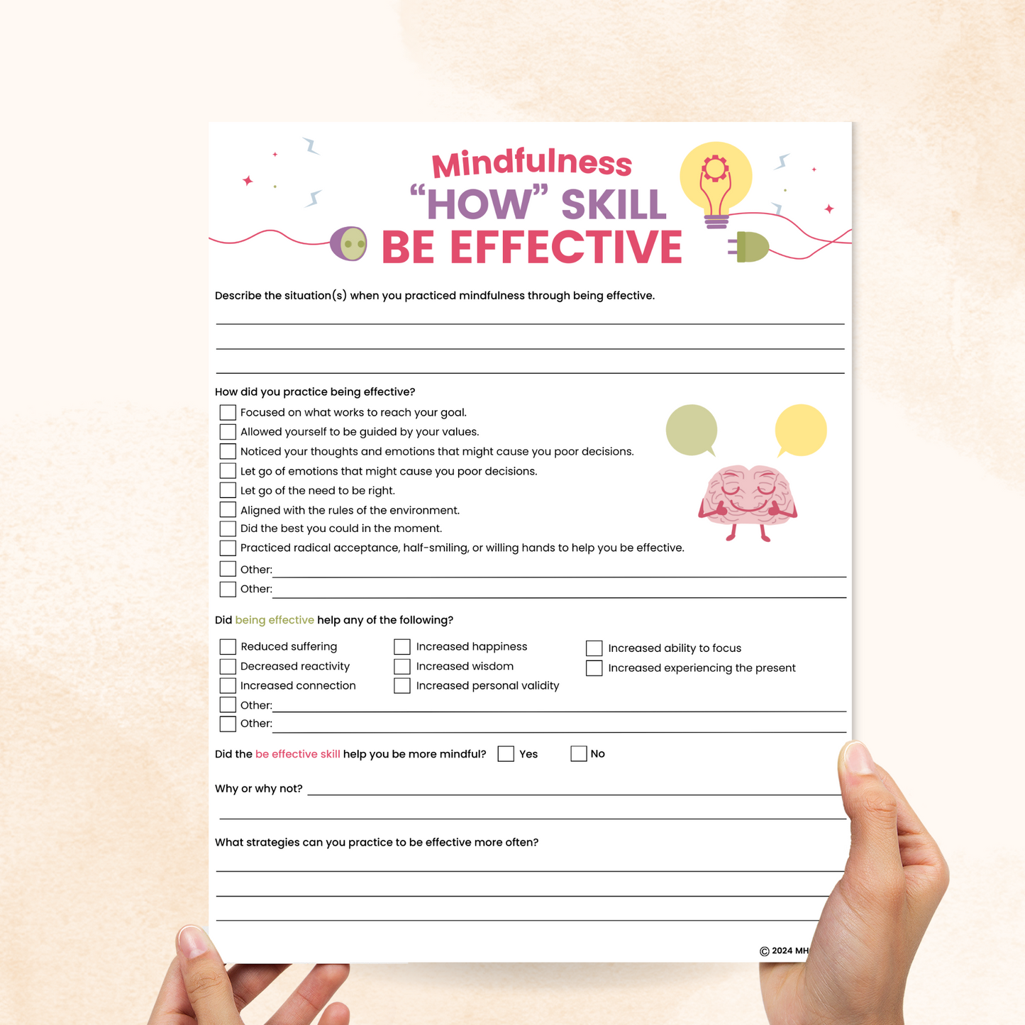 dbt how skill worksheet effectiveness