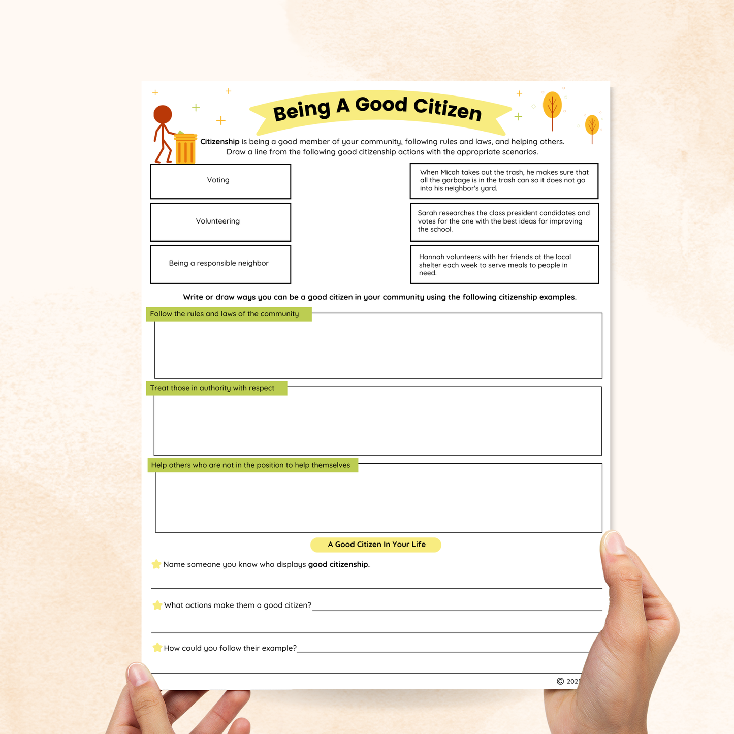 citizenship worksheets for elementary students