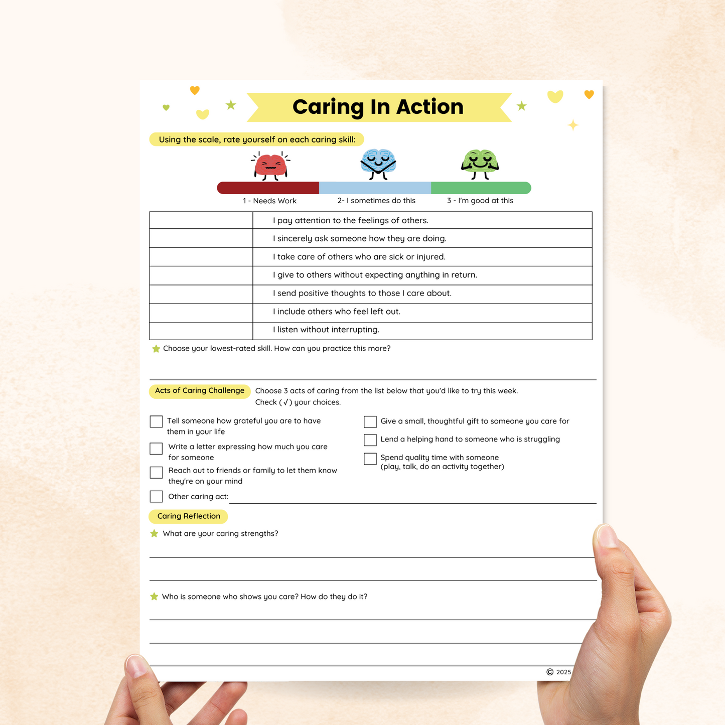 caring worksheet