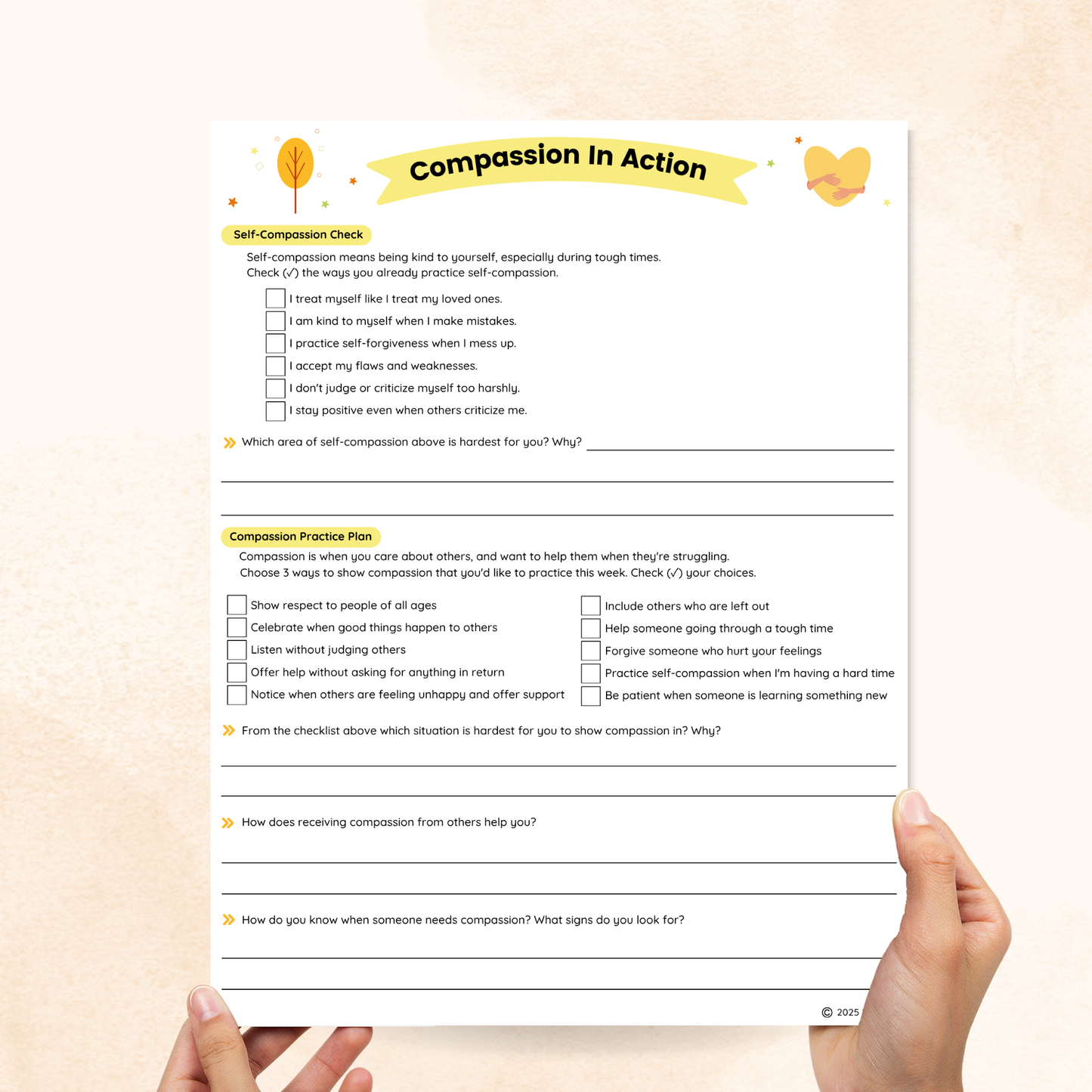 compassion worksheets for elementary students